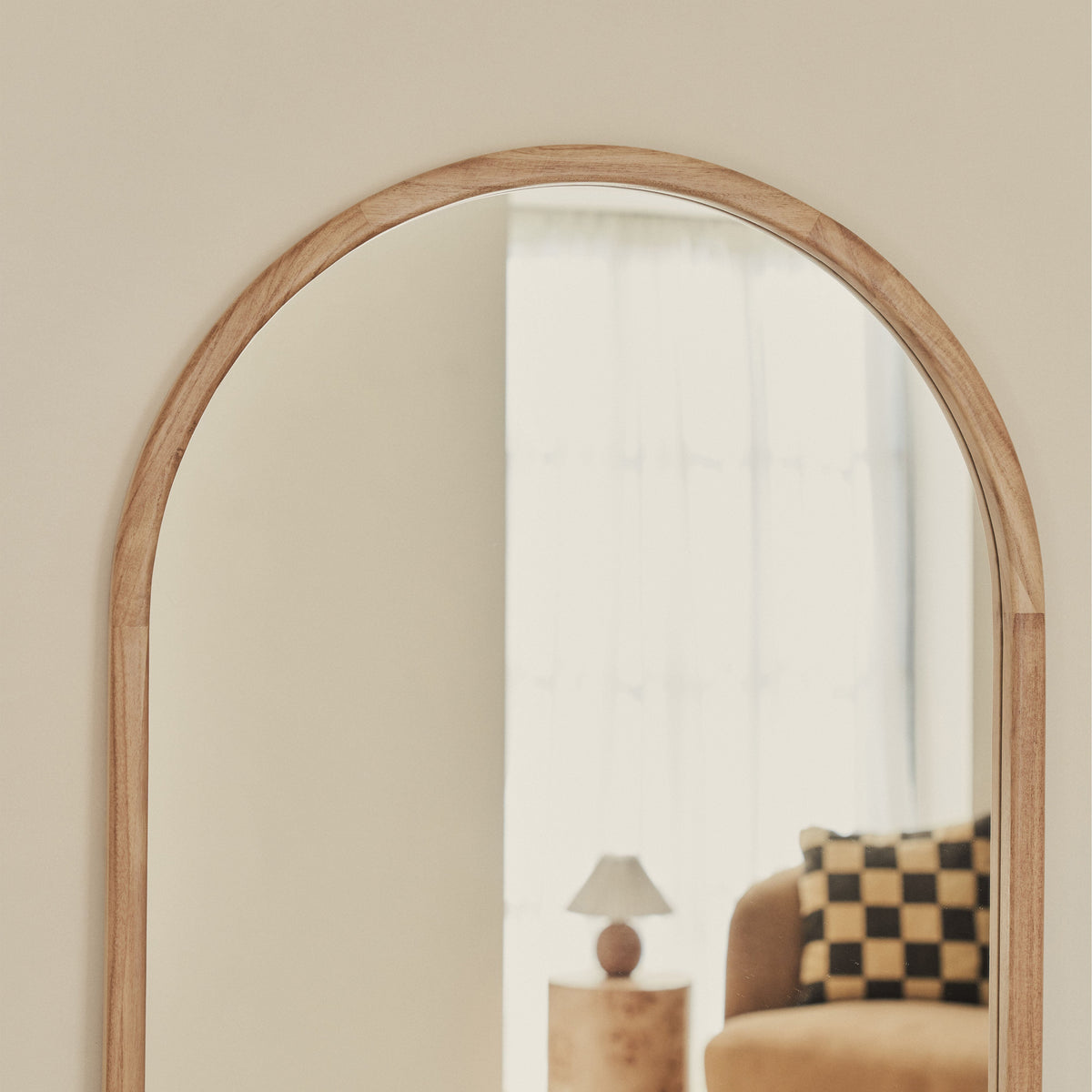 Arden - Light Wood Full Length Arched Wooden Mirror 160cm x 60cm