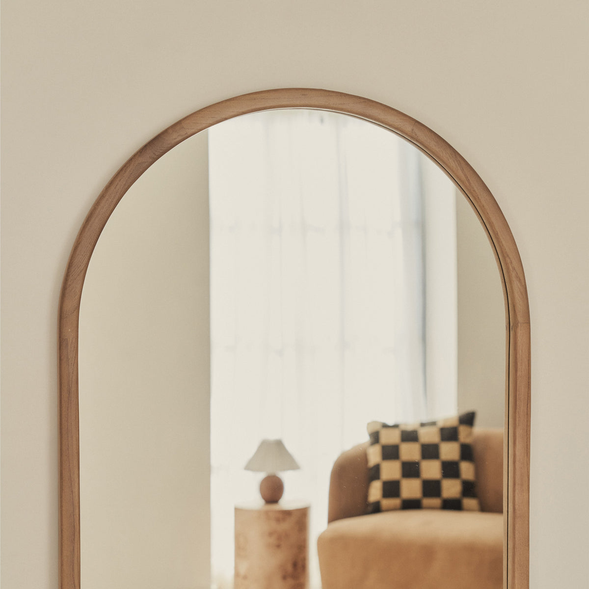 Arden - Warm Wood Full Length Arched Wooden Mirror 160cm x 60cm