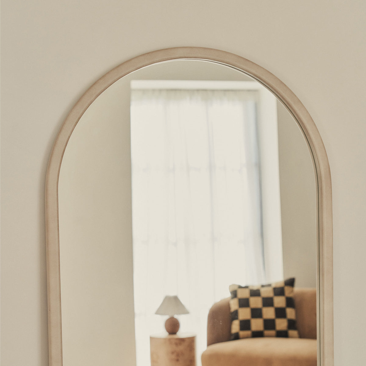 Arden - Concrete Full Length Arched Wooden Mirror 160cm x 60cm