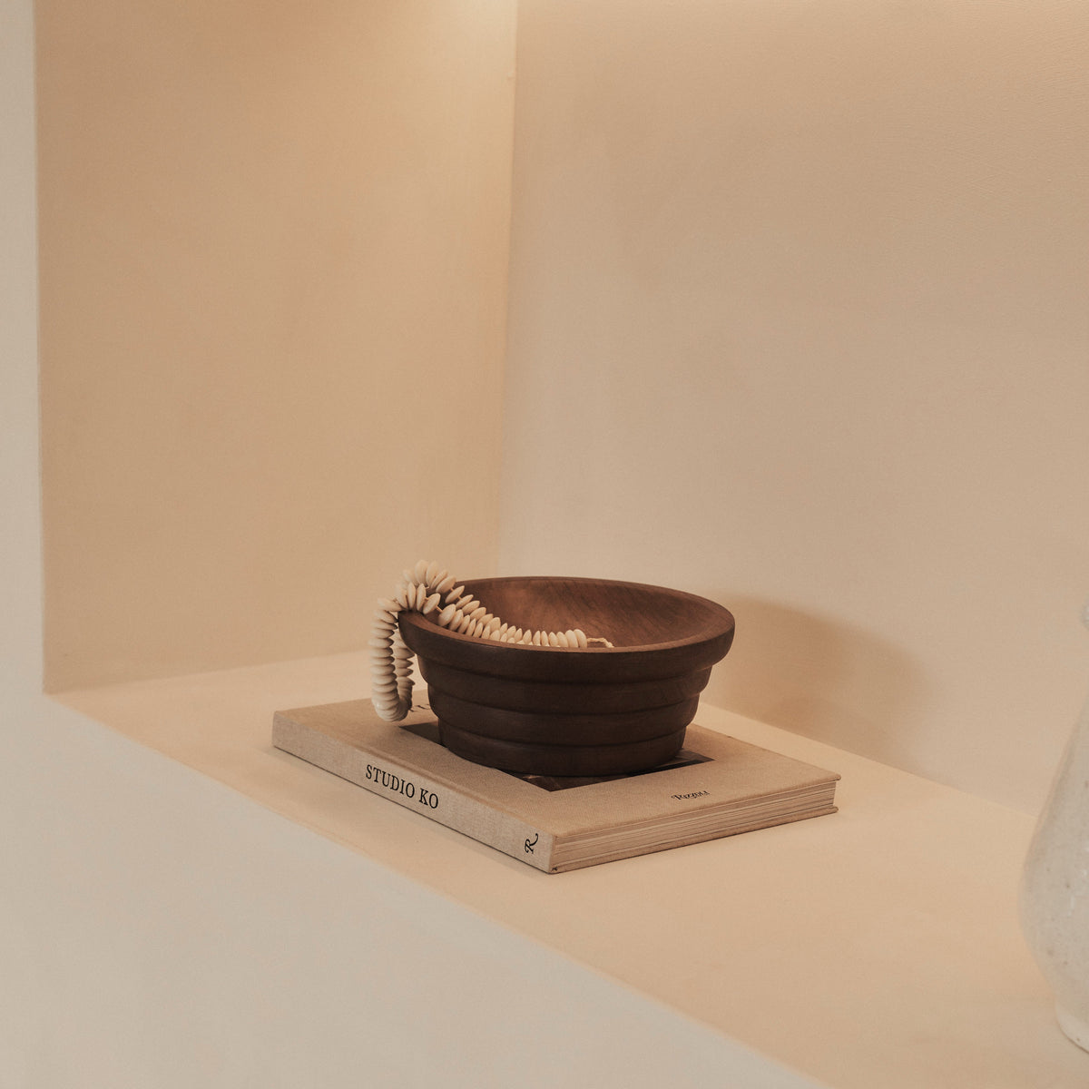 Luciana - Dark Wood Ribbed Bowl 25cm