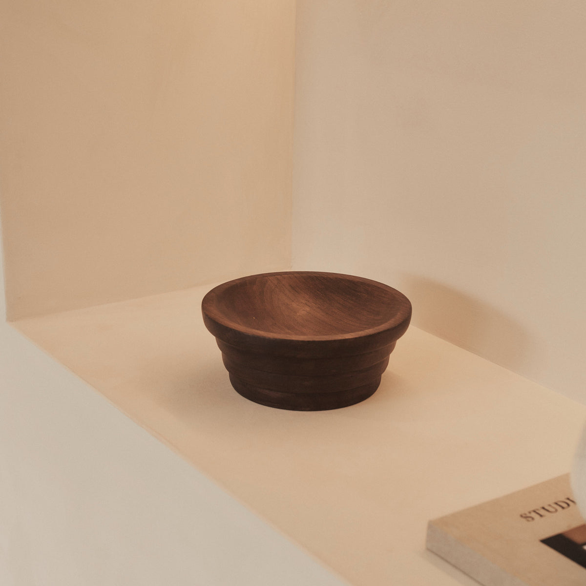 Luciana - Dark Wood Ribbed Bowl 25cm