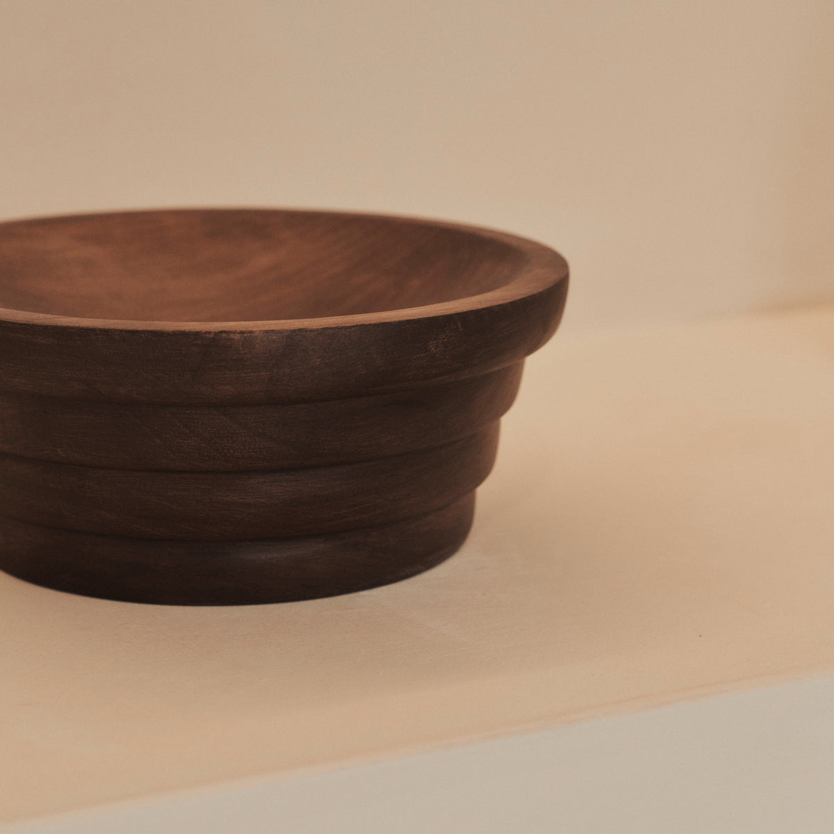 Luciana - Dark Wood Ribbed Bowl 25cm