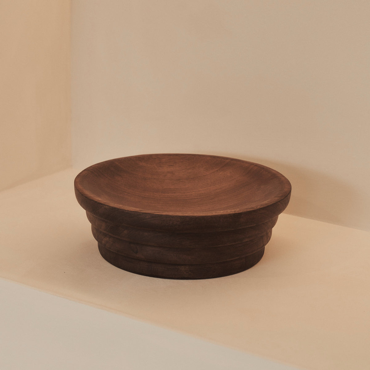 Luciana - Dark Wood Ribbed Bowl 30cm