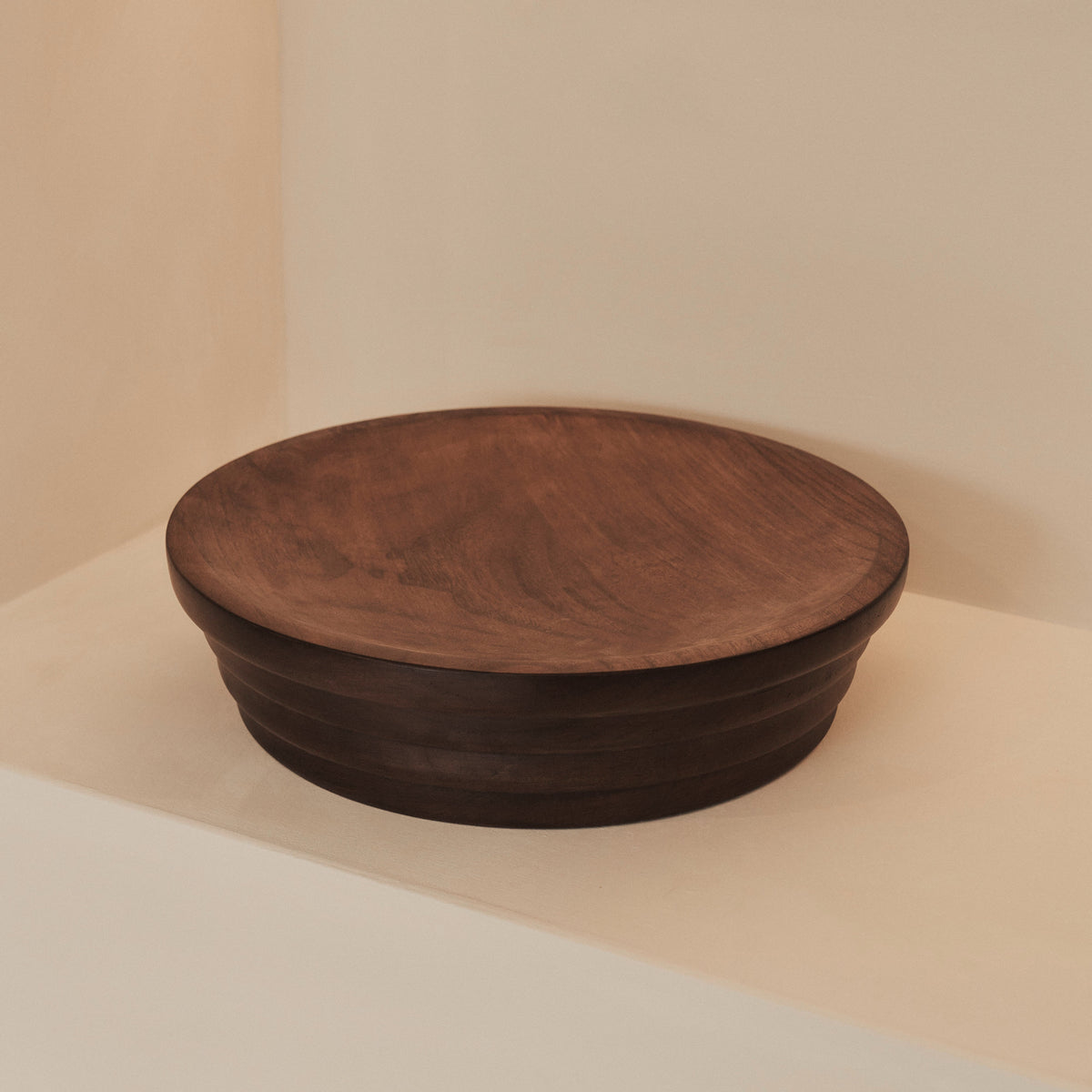 Luciana - Dark Wood Ribbed Bowl 40cm