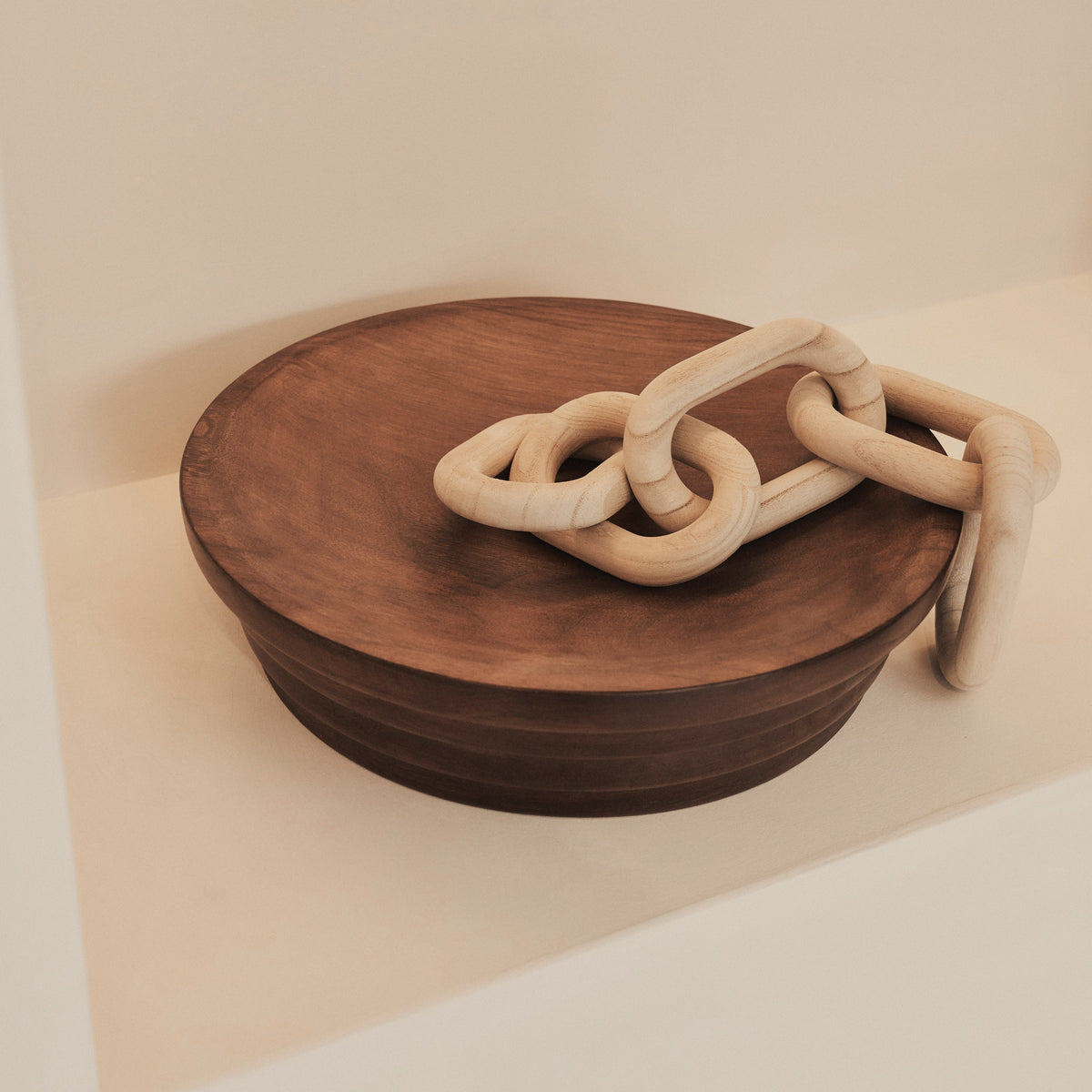 Luciana - Dark Wood Ribbed Bowl 40cm