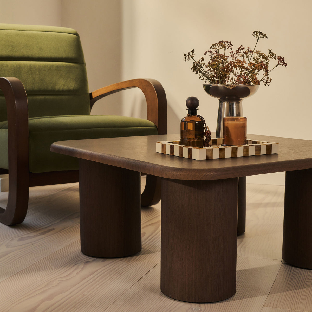 Alina - Dark Wood Square Large Wooden Coffee Table