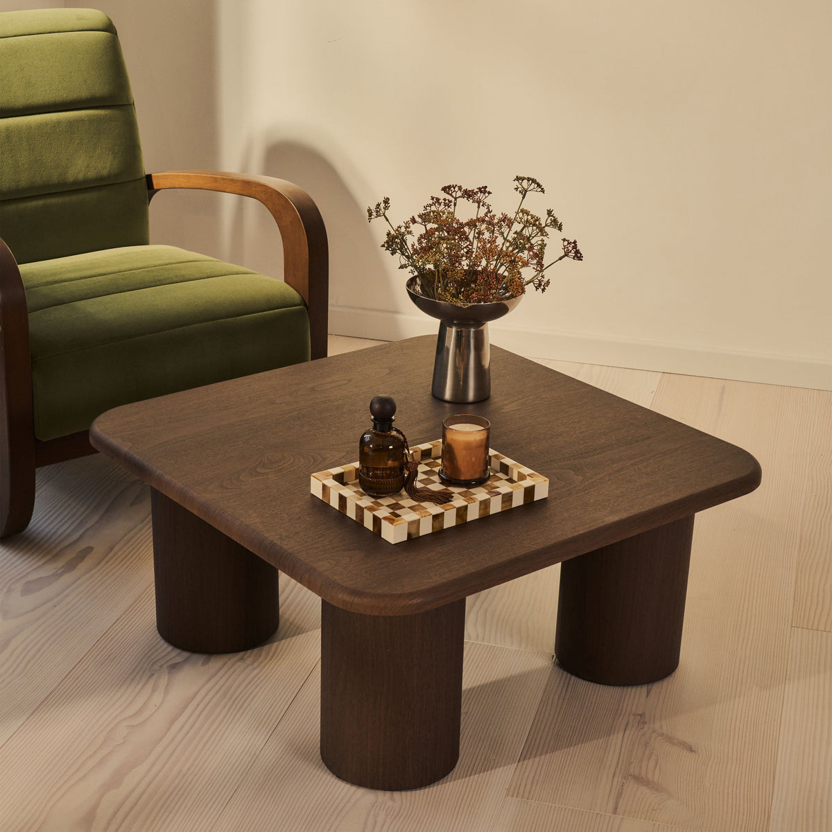 Alina - Dark Wood Square Large Wooden Coffee Table