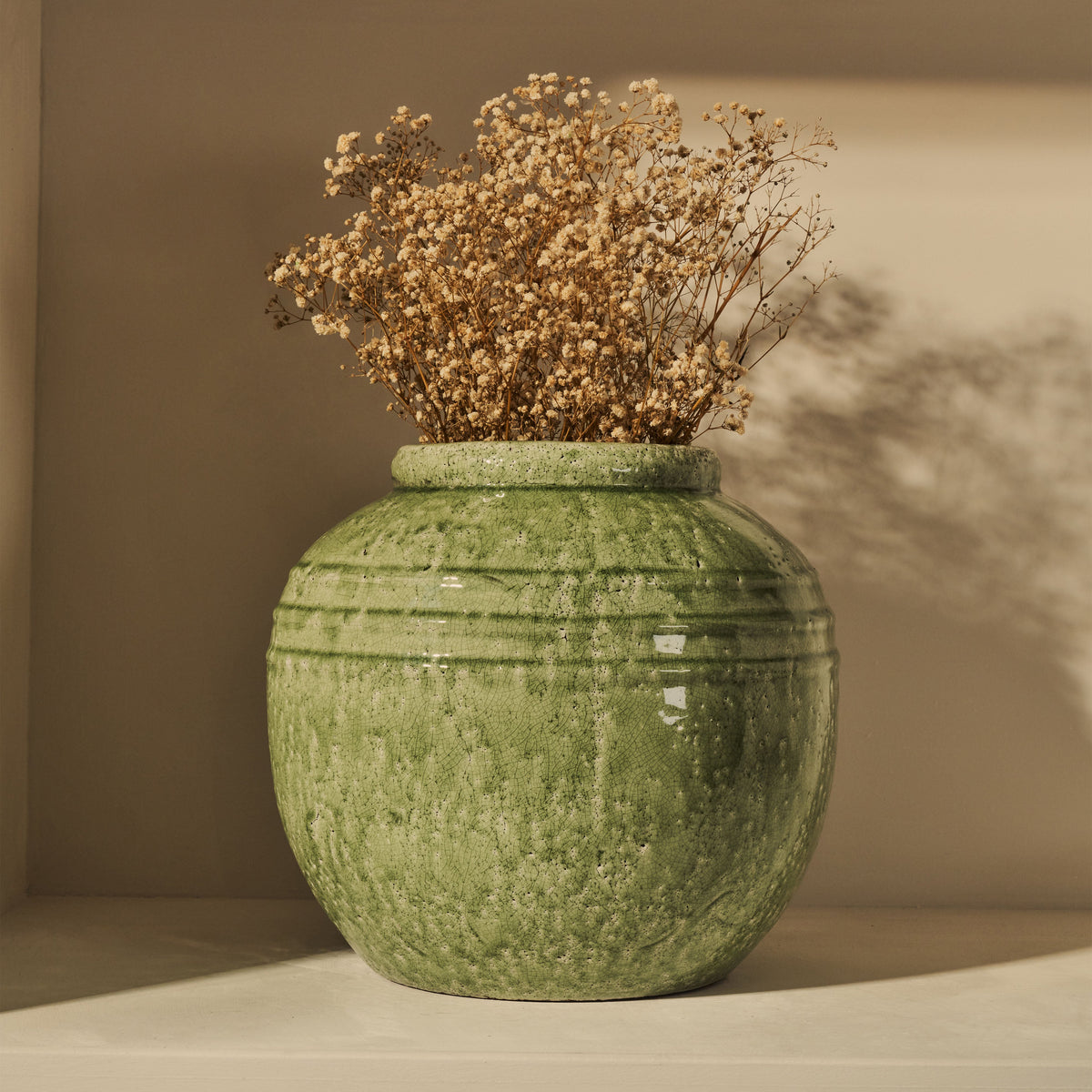 Cyra - Large Jade Green Gloss Ceramic Vase