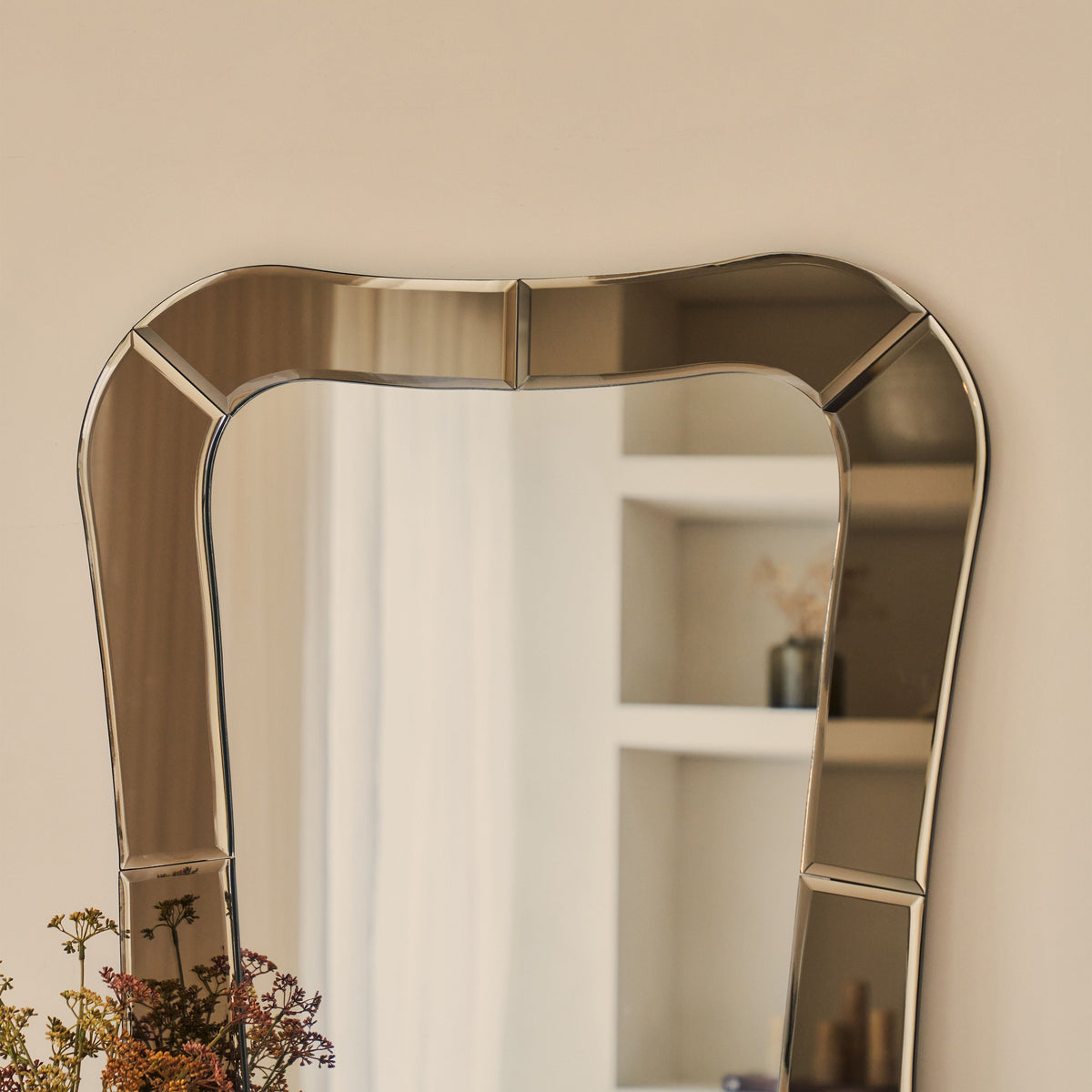 Florence - Bronze Bevelled Edge Art Deco Overmantle Mirror 90cm x 70cm