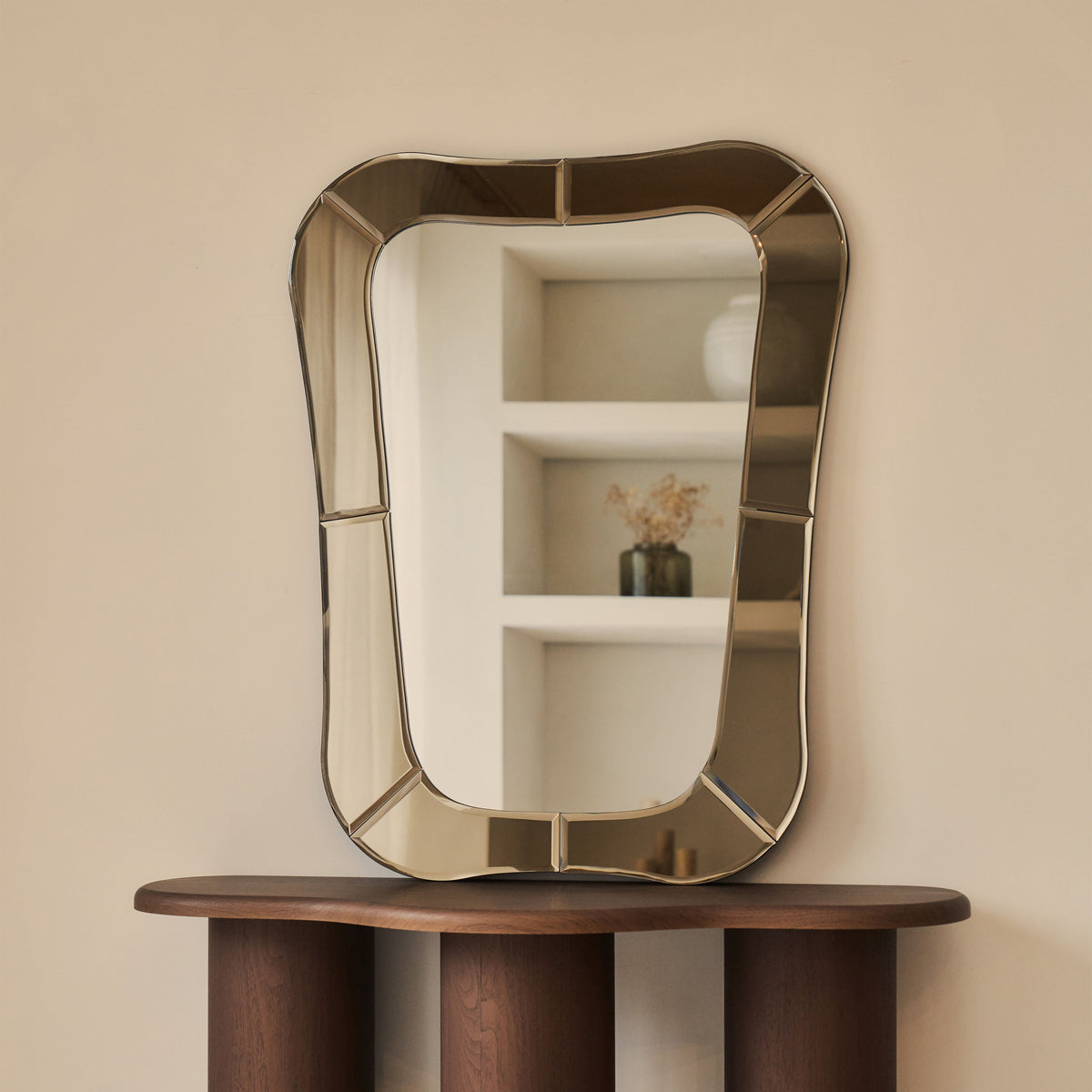 Florence - Bronze Bevelled Edge Art Deco Overmantle Mirror 90cm x 70cm