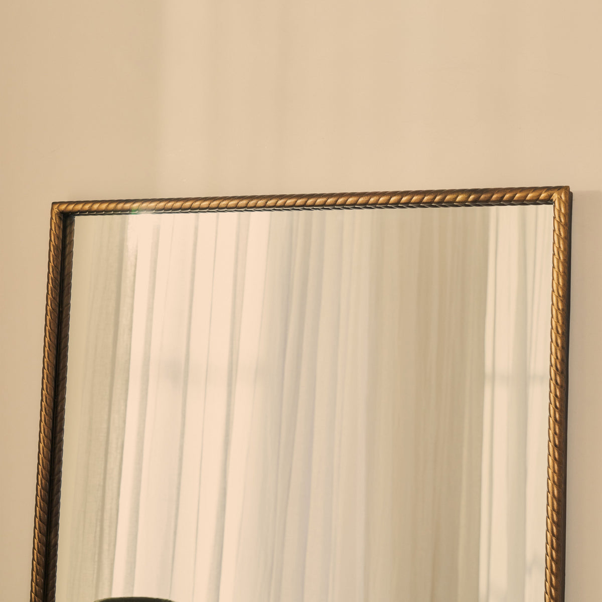Corra - Antique Bronze Full Length Rectangular Rope Twist Mirror 180cm x 90cm