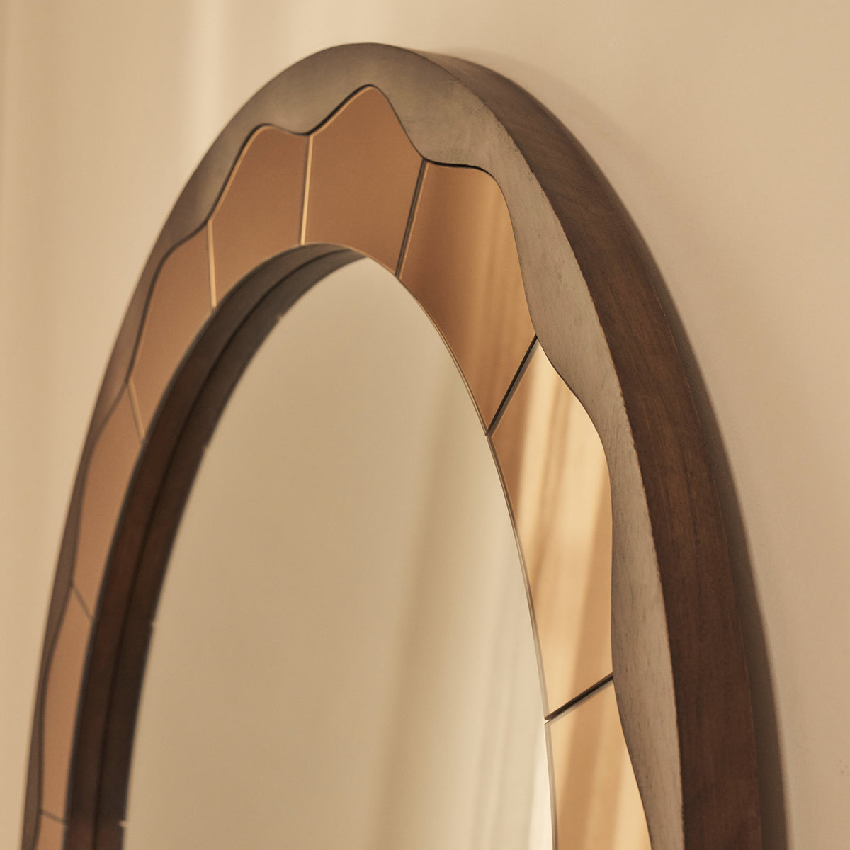 Mirella - Full Length Dark Wood Arched Wooden Mirror 182cm x 105cm