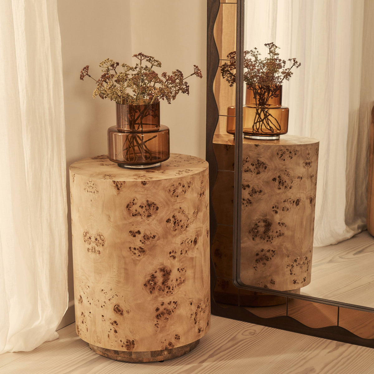 Mirella - Full Length Dark Wood Arched Wooden Mirror 182cm x 105cm