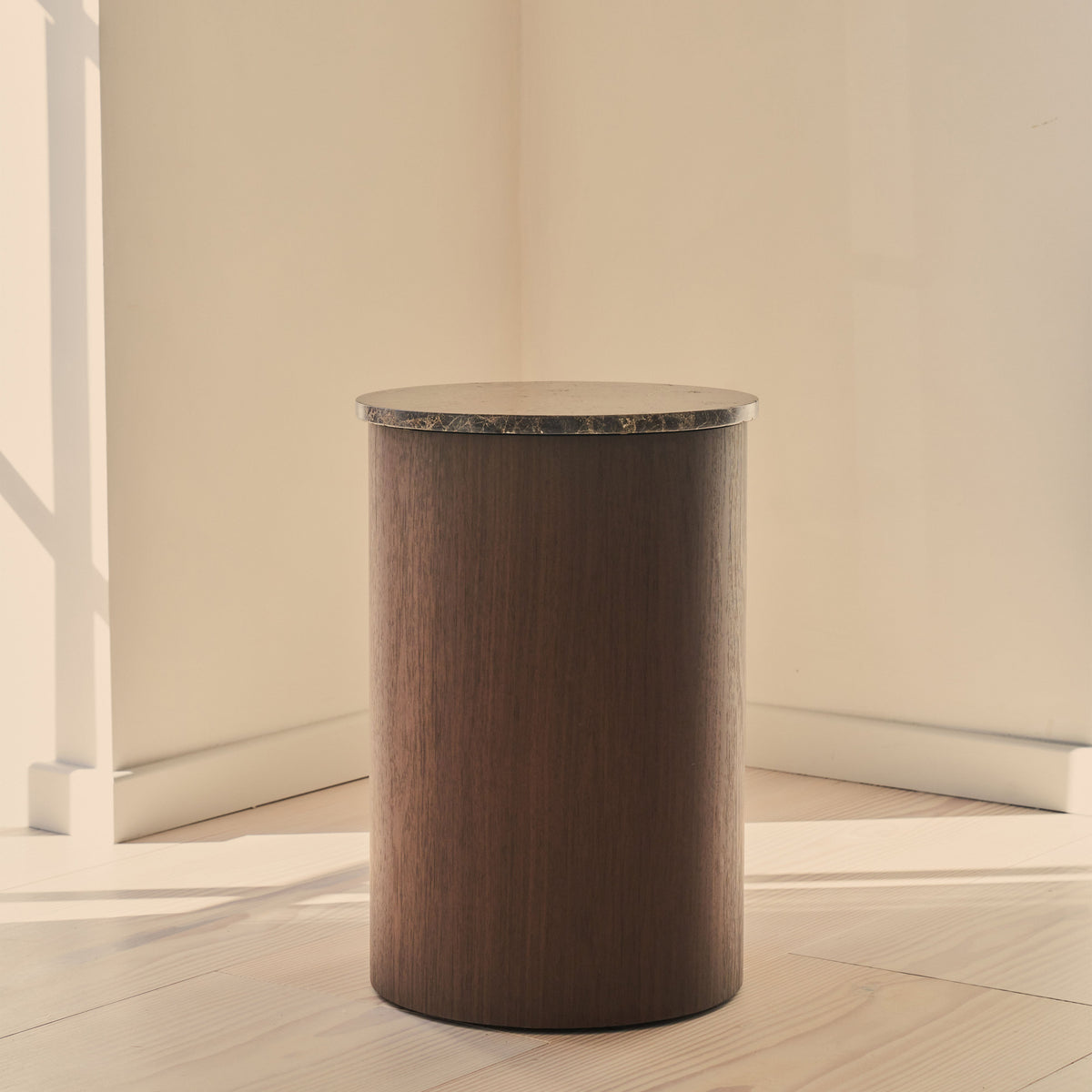 Madison - Dark Emperador Round Dark Wood Side Table