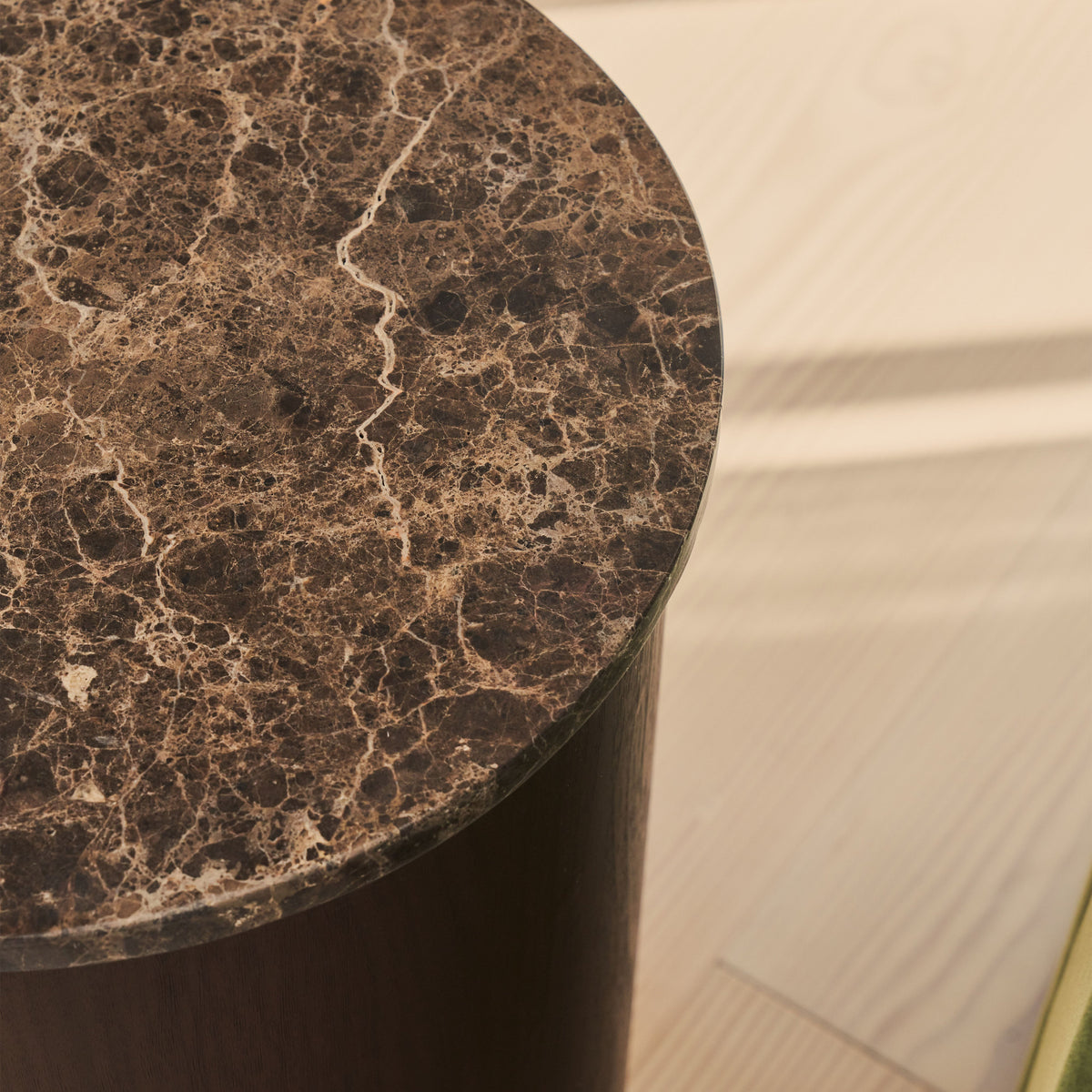 Madison - Dark Emperador Round Dark Wood Side Table