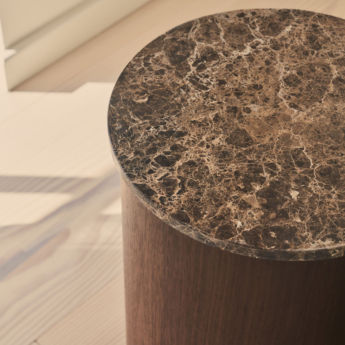 Madison - Dark Emperador Round Dark Wood Side Table