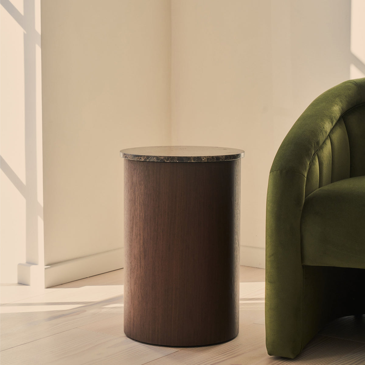 Madison - Dark Emperador Round Dark Wood Side Table
