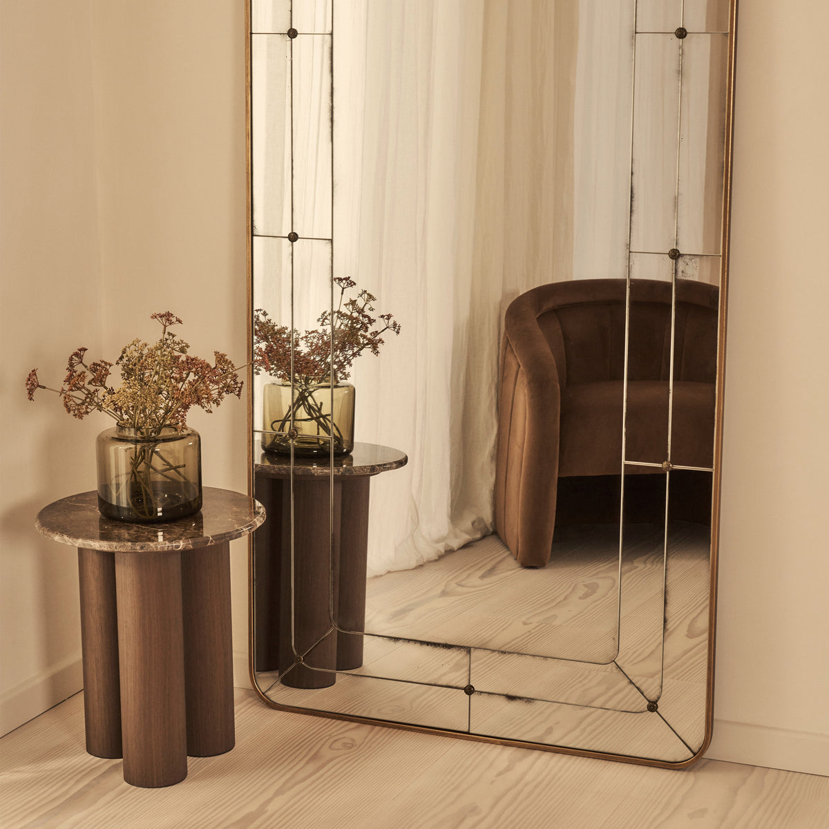 Teramo - Full Length Gold Antique Glass Metal Mirror 180cm x 90cm