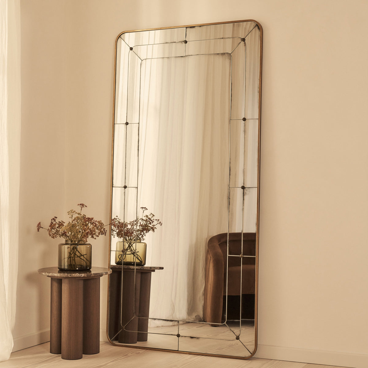 Teramo - Full Length Gold Antique Glass Metal Mirror 180cm x 90cm