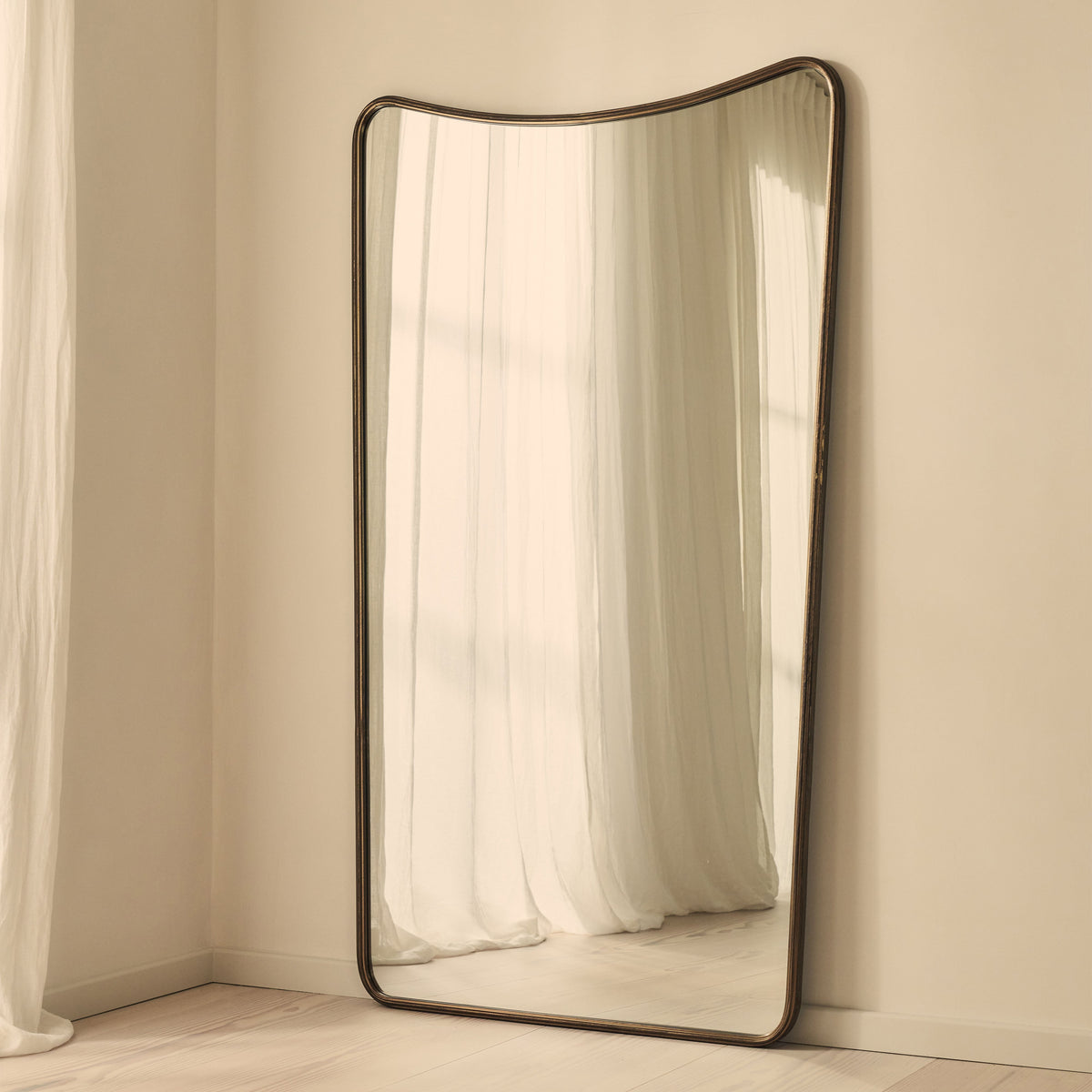 Louis - Antique Bronze Full Length Curved Metal Mirror 180cm x 100cm