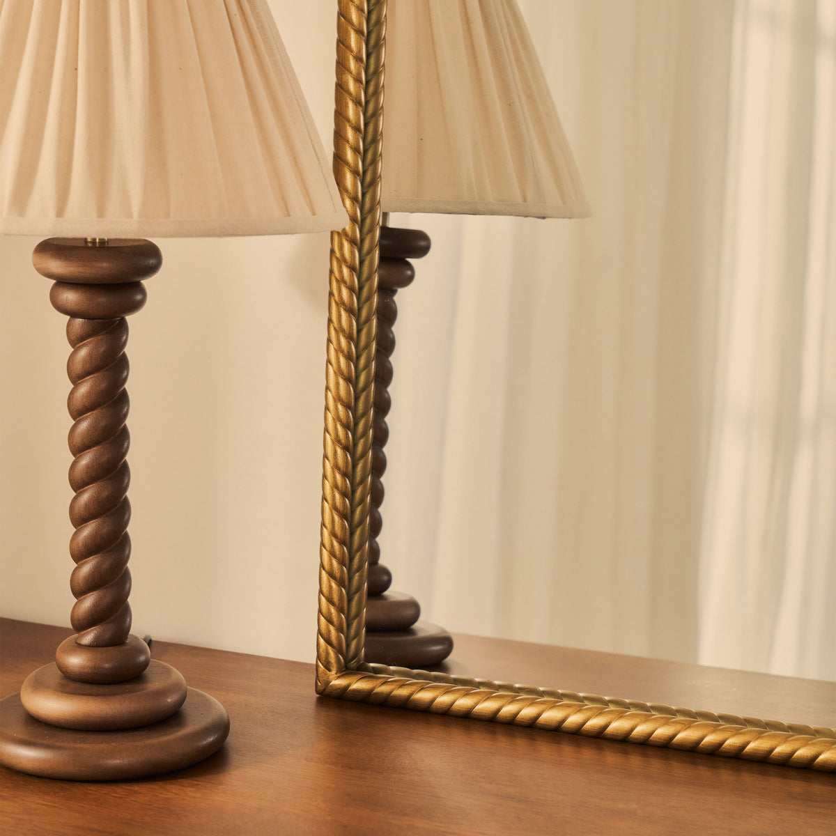 Corra - Gold Rope Twist Metal Overmantle Mirror 90cm x 60cm