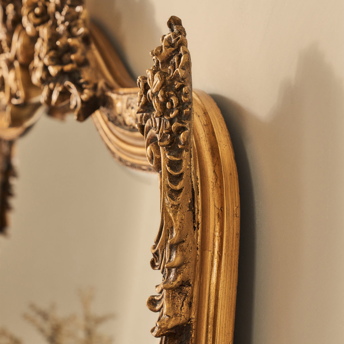 Francesca - Gold Arched Ornate Overmantle Wall Mirror 109cm x 100cm