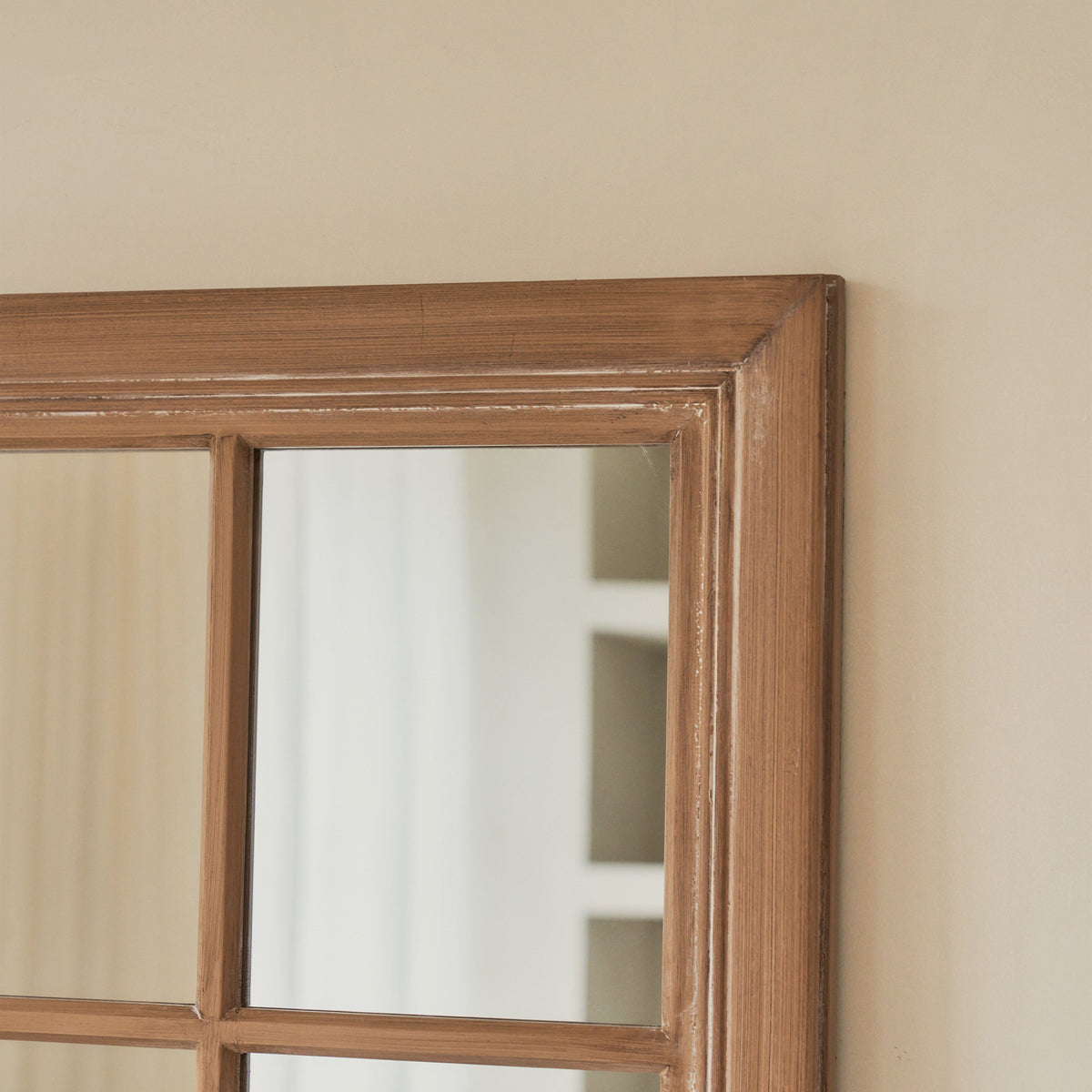Sasha - Oak Shabby Chic Full Length Window Mirror 180cm x 100cm