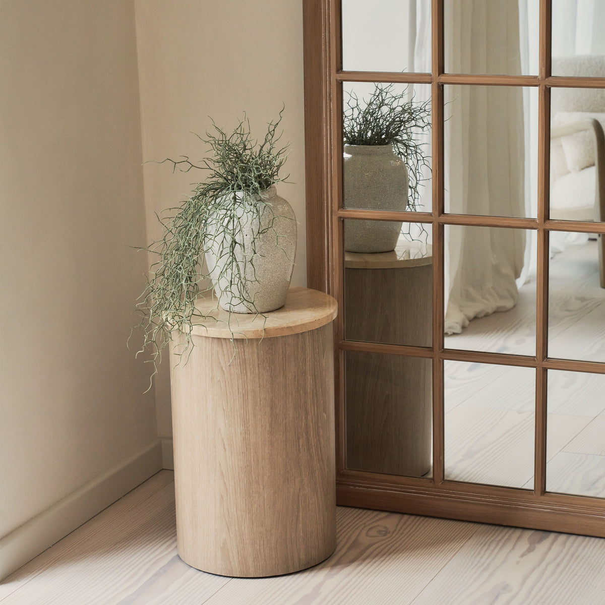Sasha - Oak Shabby Chic Full Length Window Mirror 180cm x 100cm