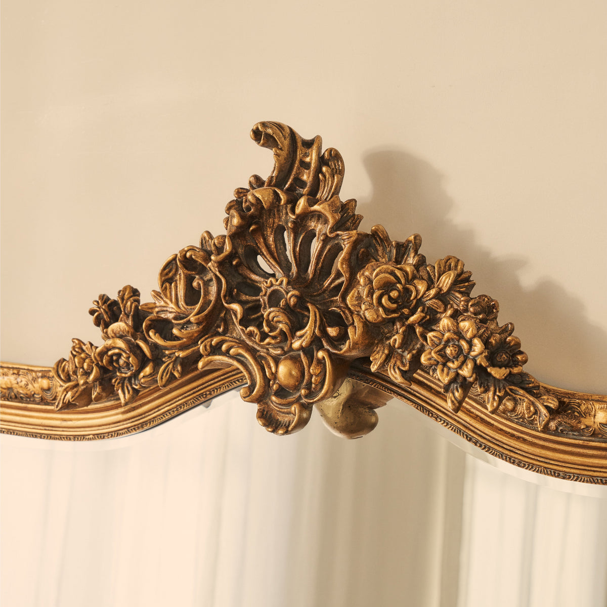 Francesca - Gold Arched Ornate Overmantle Wall Mirror 109cm x 100cm