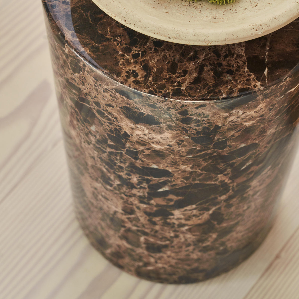 Atella - Dark Emperador Round Premium Solid Marble Side Table