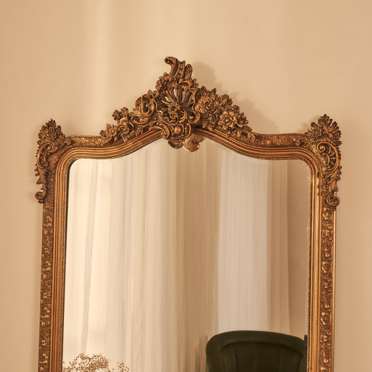 Francesca - Gold Arched Ornate Full Length Mirror 185cm x 100cm