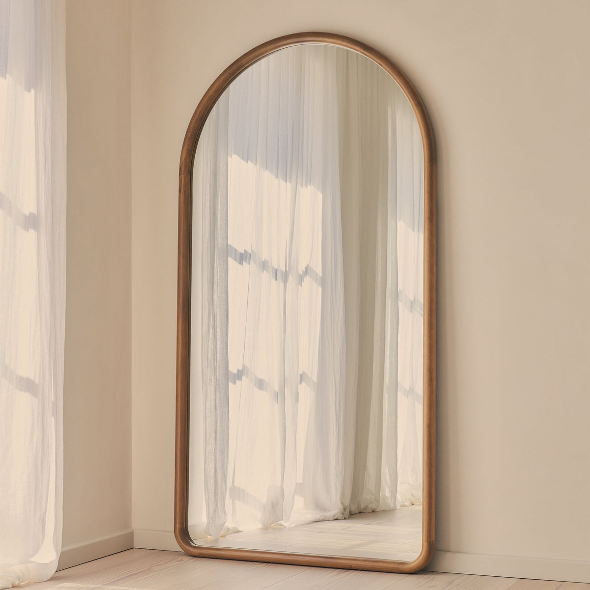 Amora - Full Length Large Arched Warm Wood Mirror 180cm x 90cm