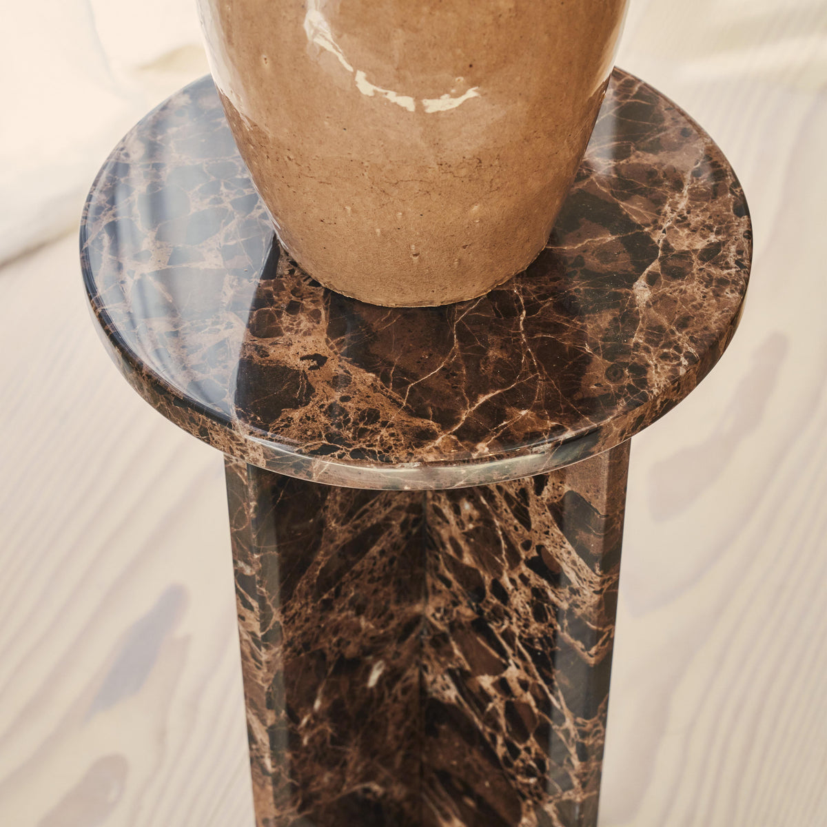 Ravello - Dark Emperador Round Premium Solid Marble Side Table