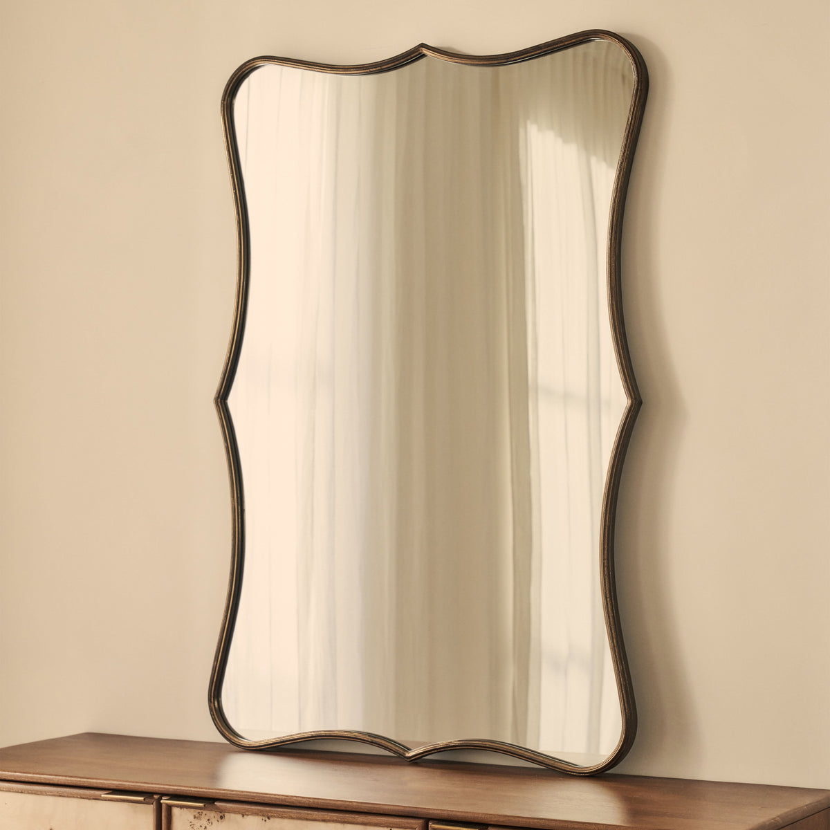 Elise - Antique Bronze Art Deco Metal Overmantle Mirror 120cm x 80cm