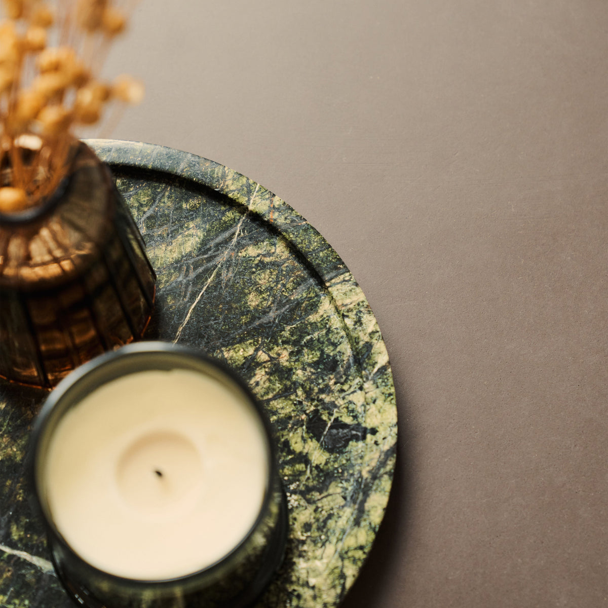 Travara - Green Marble Round Decorative Tray