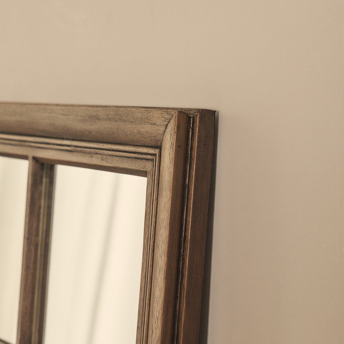 Sasha - Dark Wood Shabby Chic Rectangular Window Mirror 134cm x 70cm