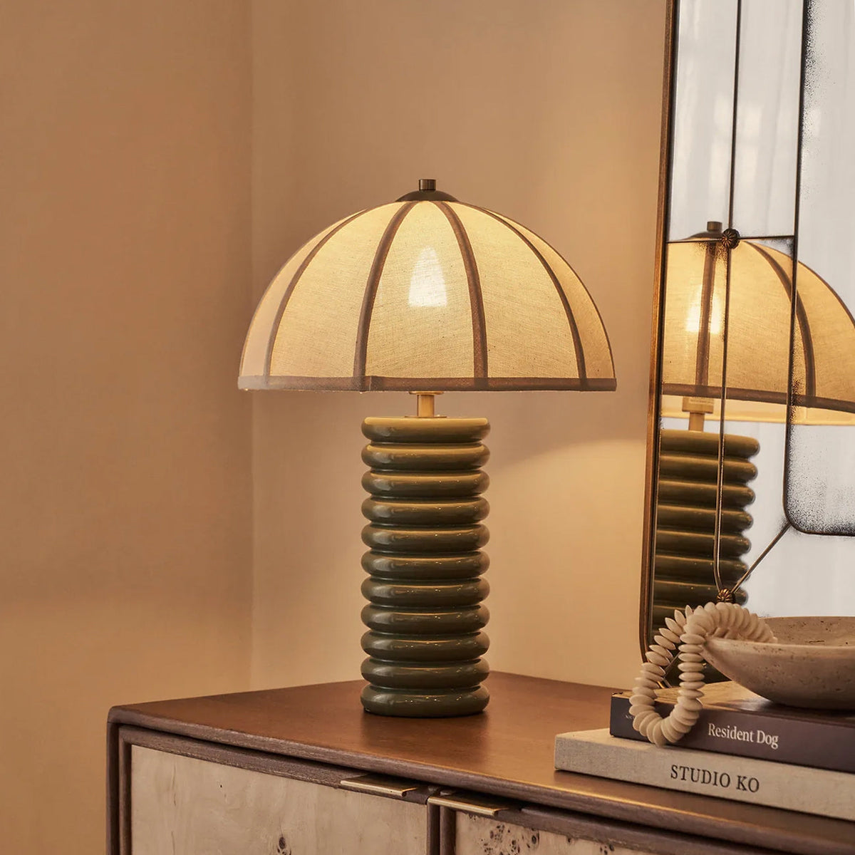 Odette - Olive Green Dome Shade Table Lamp