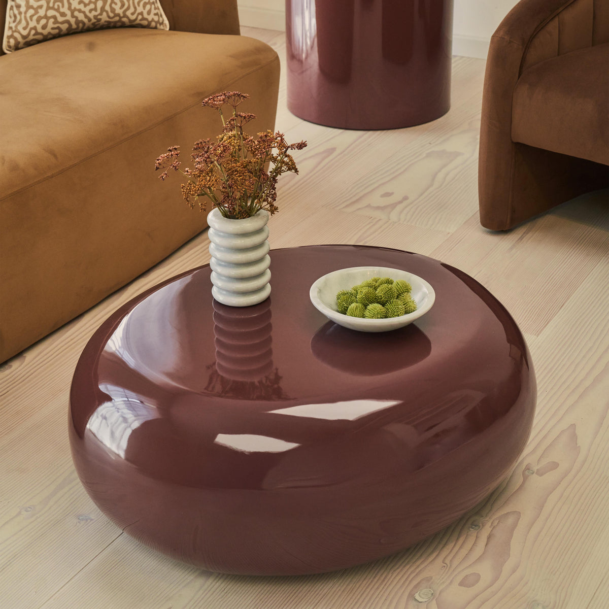 Rivington - High Gloss Burgundy Large Pebble Coffee Table