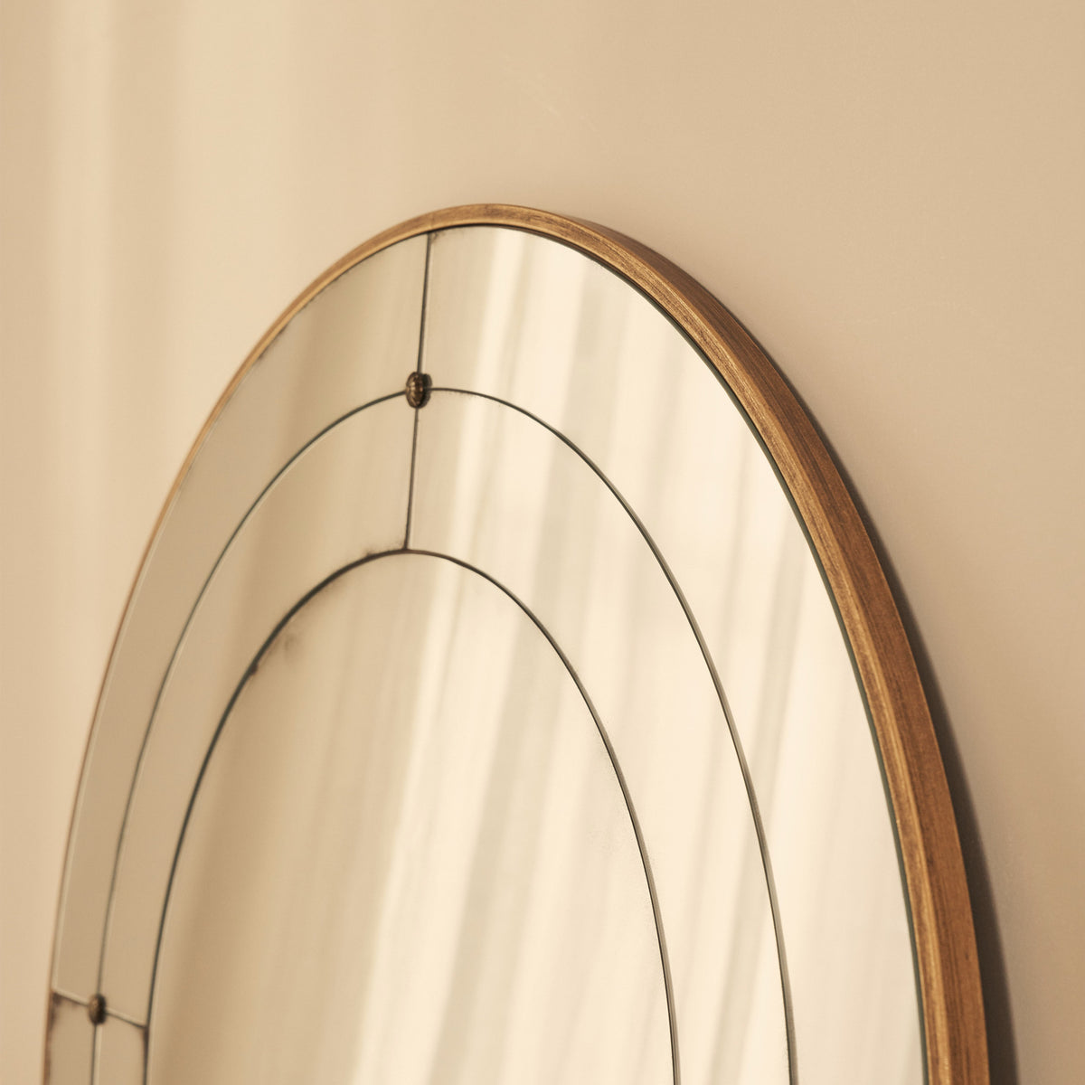 Teramo - Gold Antique Glass Round Metal Wall Mirror 90cm x 90cm