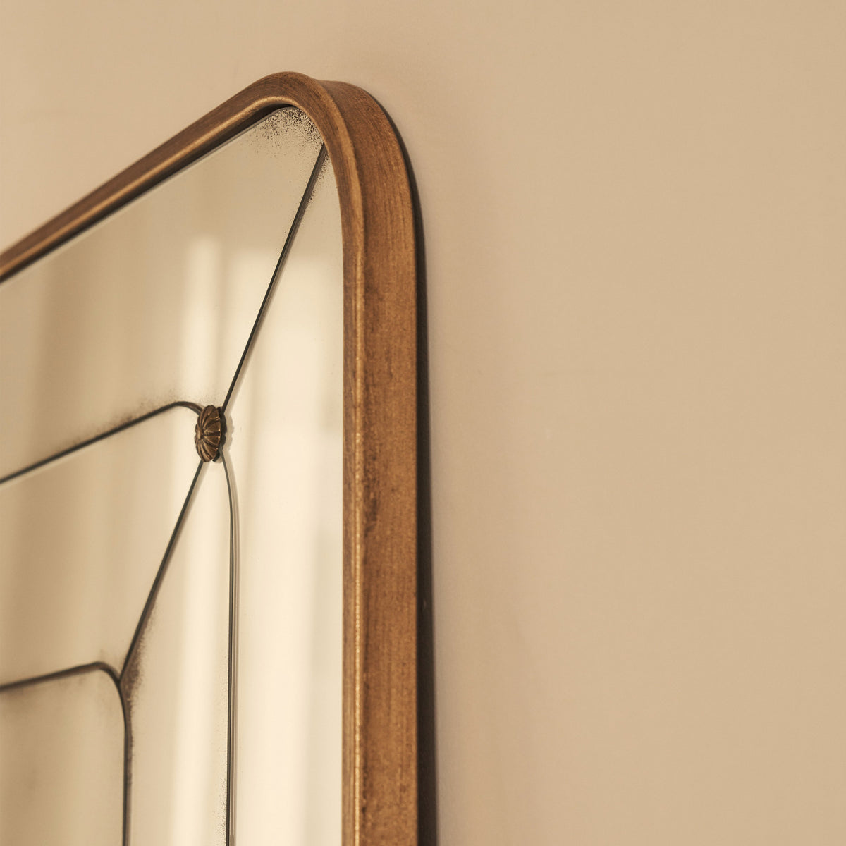 Teramo - Gold Antique Glass Metal Overmantle Mirror 120cm x 80cm