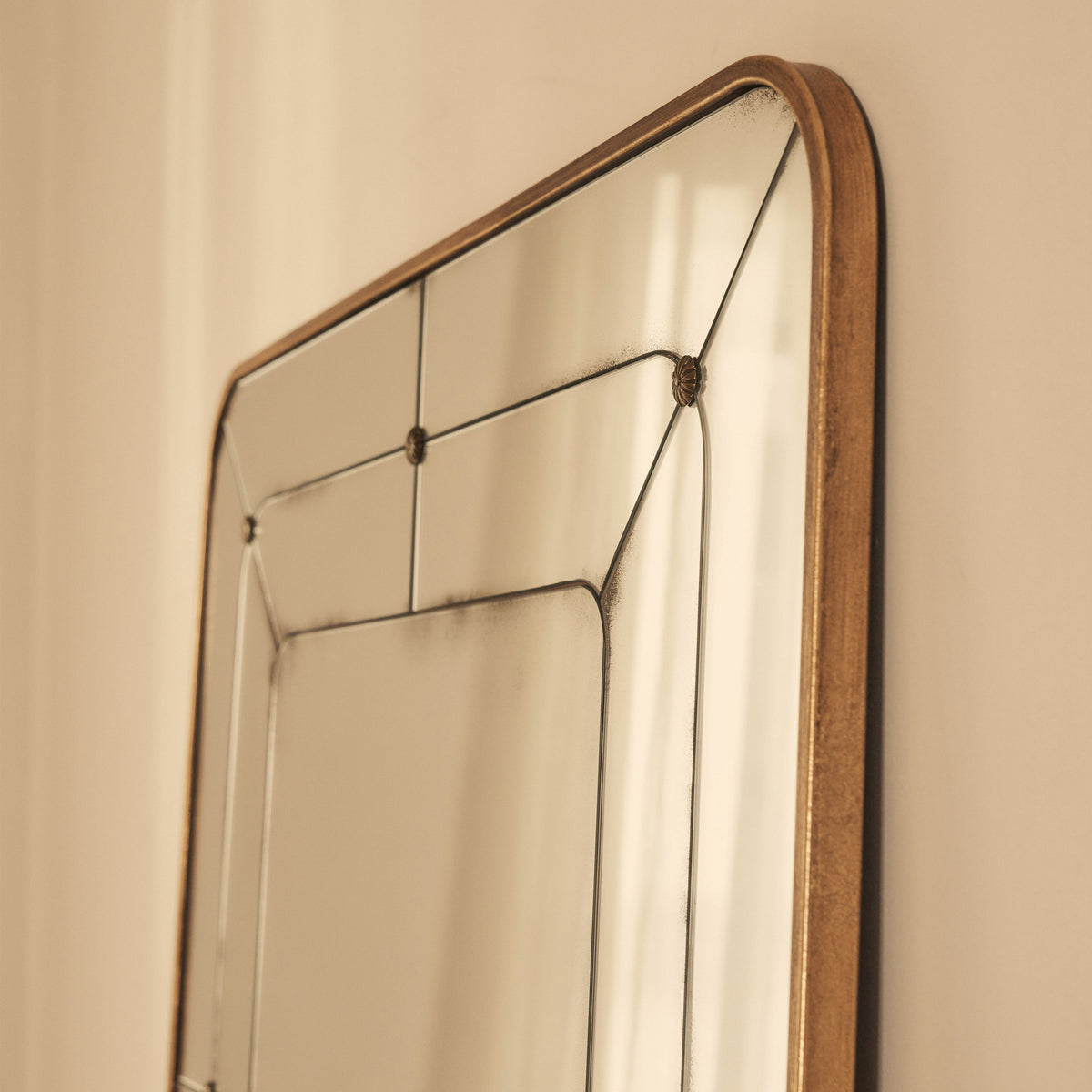 Teramo - Gold Antique Glass Metal Overmantle Mirror 120cm x 80cm