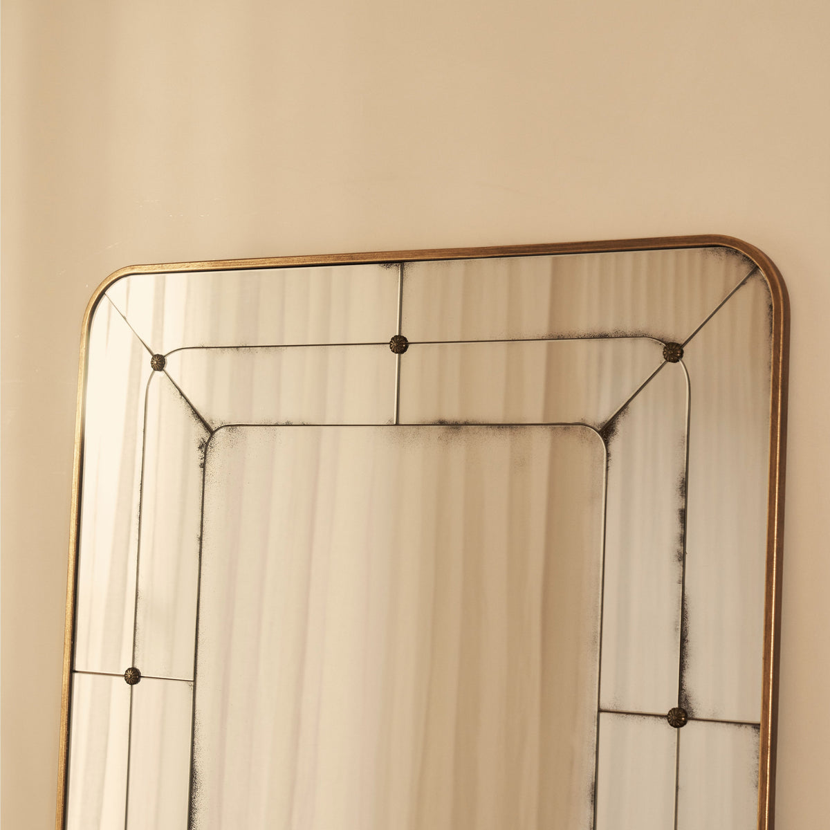 Teramo - Gold Antique Glass Metal Overmantle Mirror 120cm x 80cm