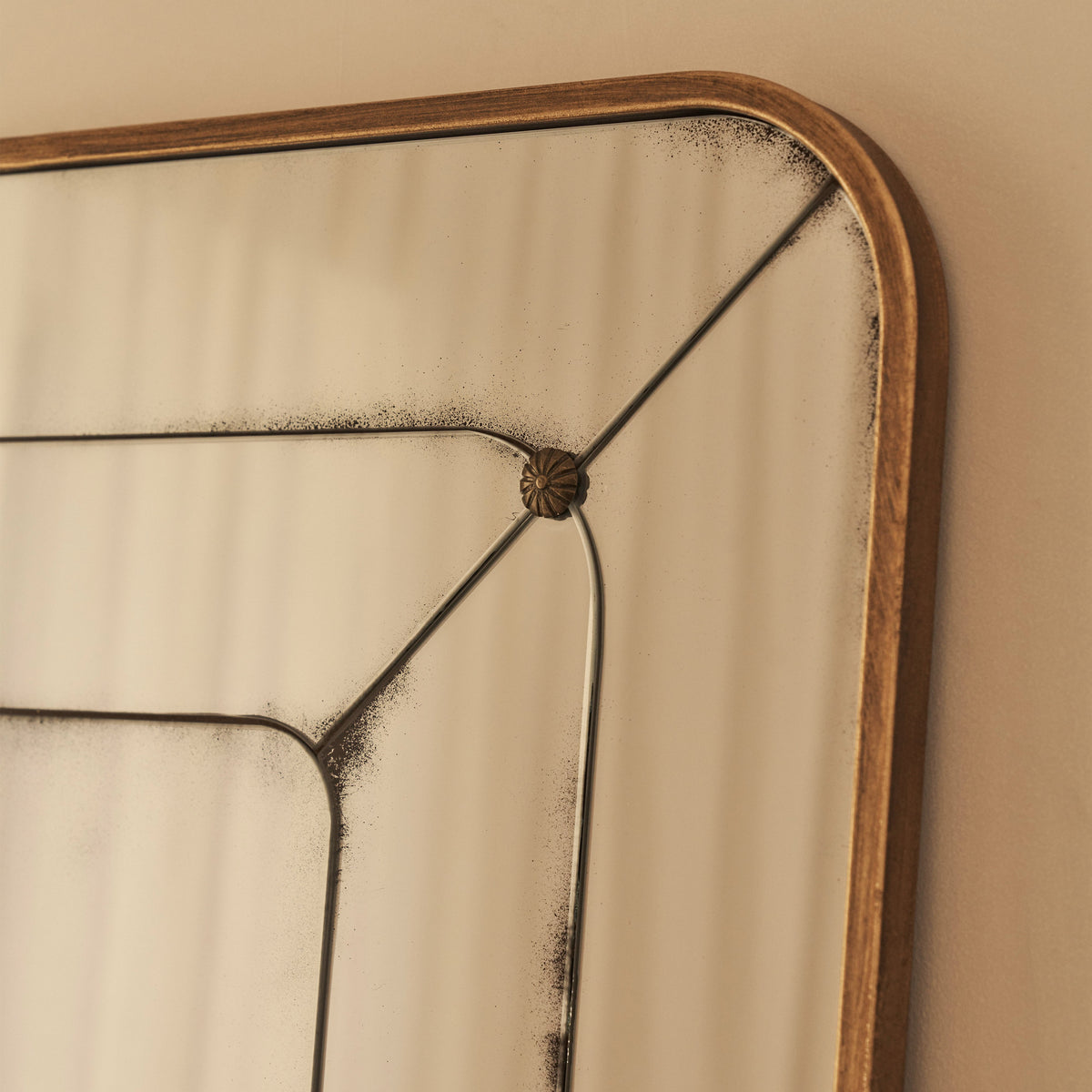 Teramo - Gold Antique Glass Metal Overmantle Mirror 120cm x 80cm