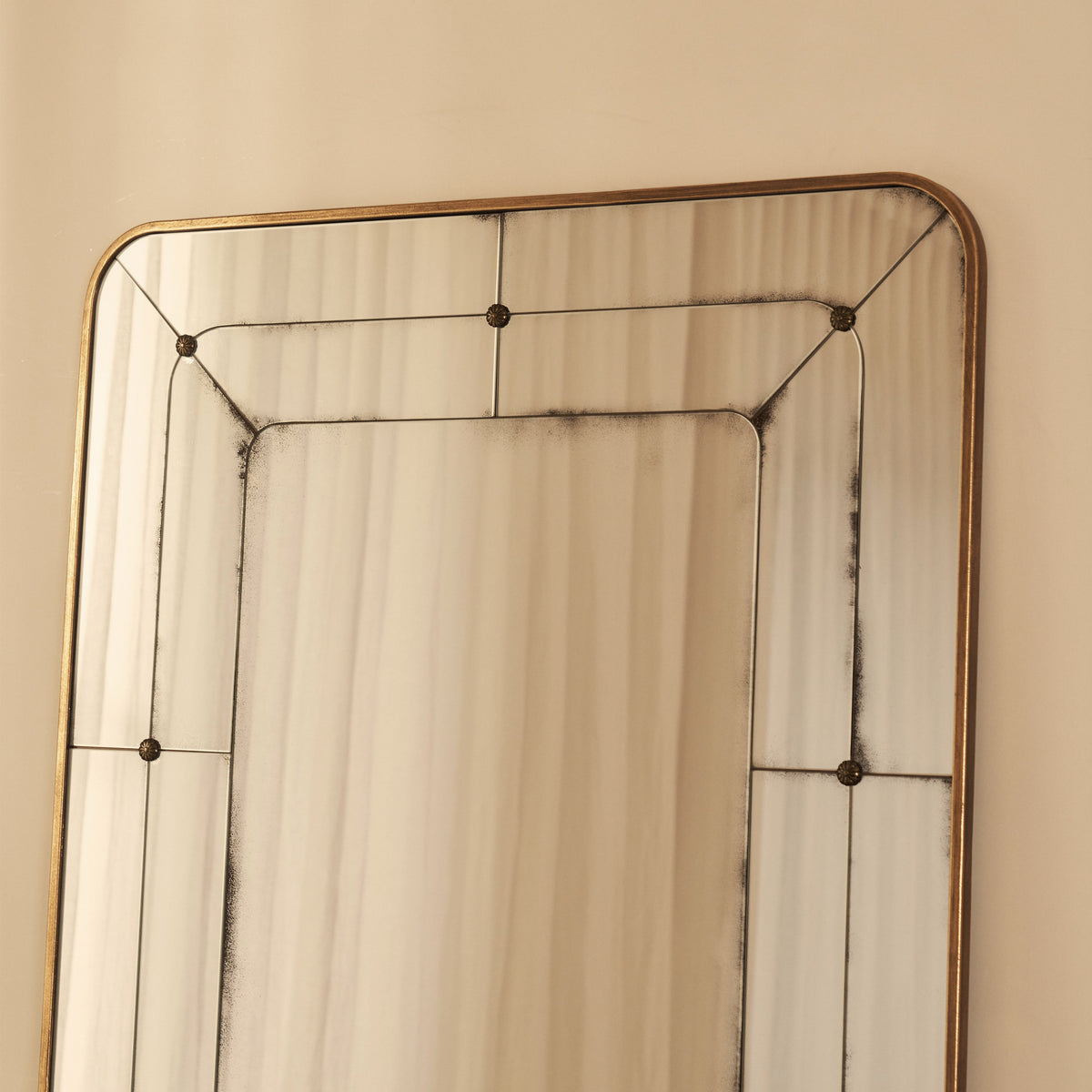 Teramo - Gold Antique Glass Metal Overmantle Mirror 120cm x 80cm