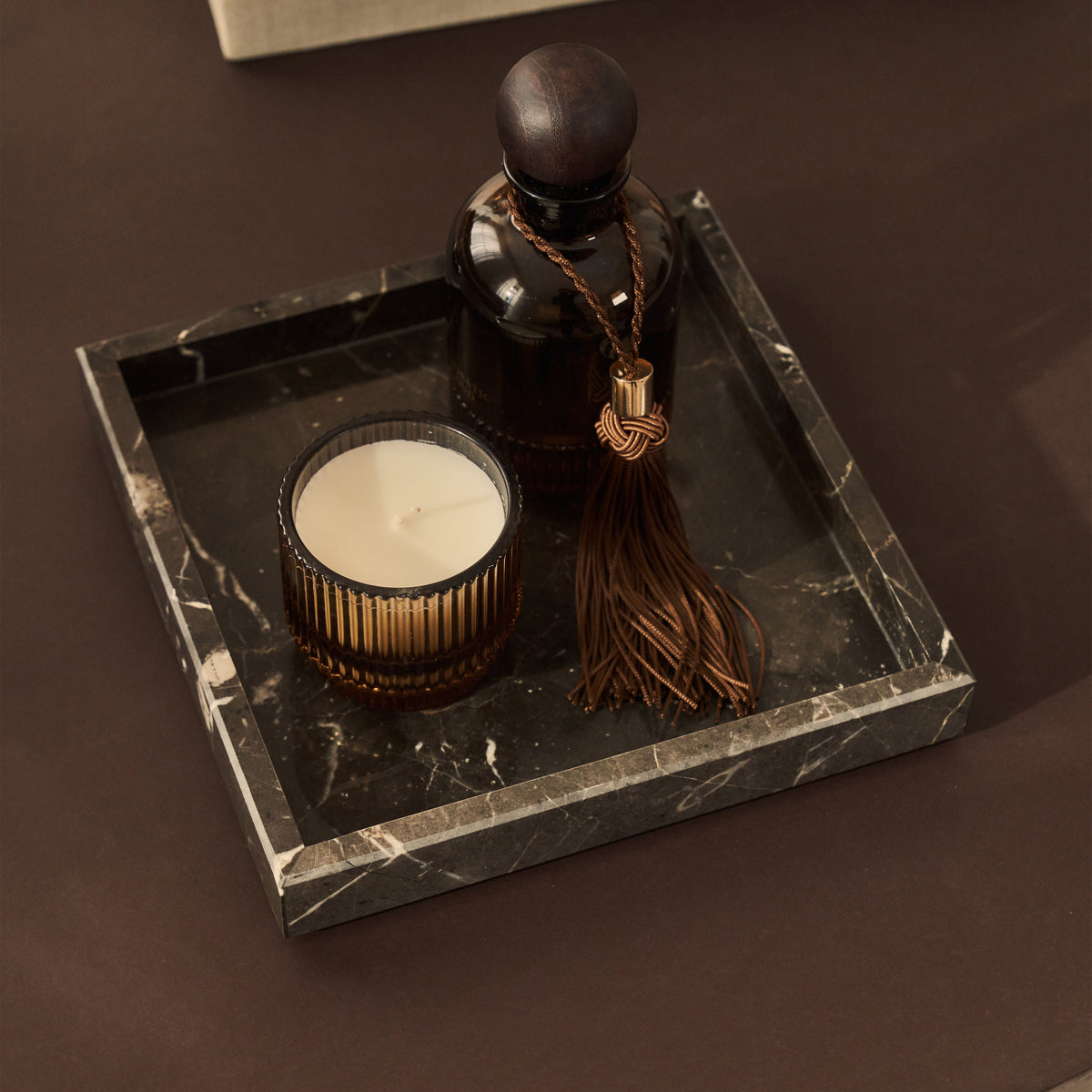 Travara - Dark Emperador Marble Square Decorative Tray