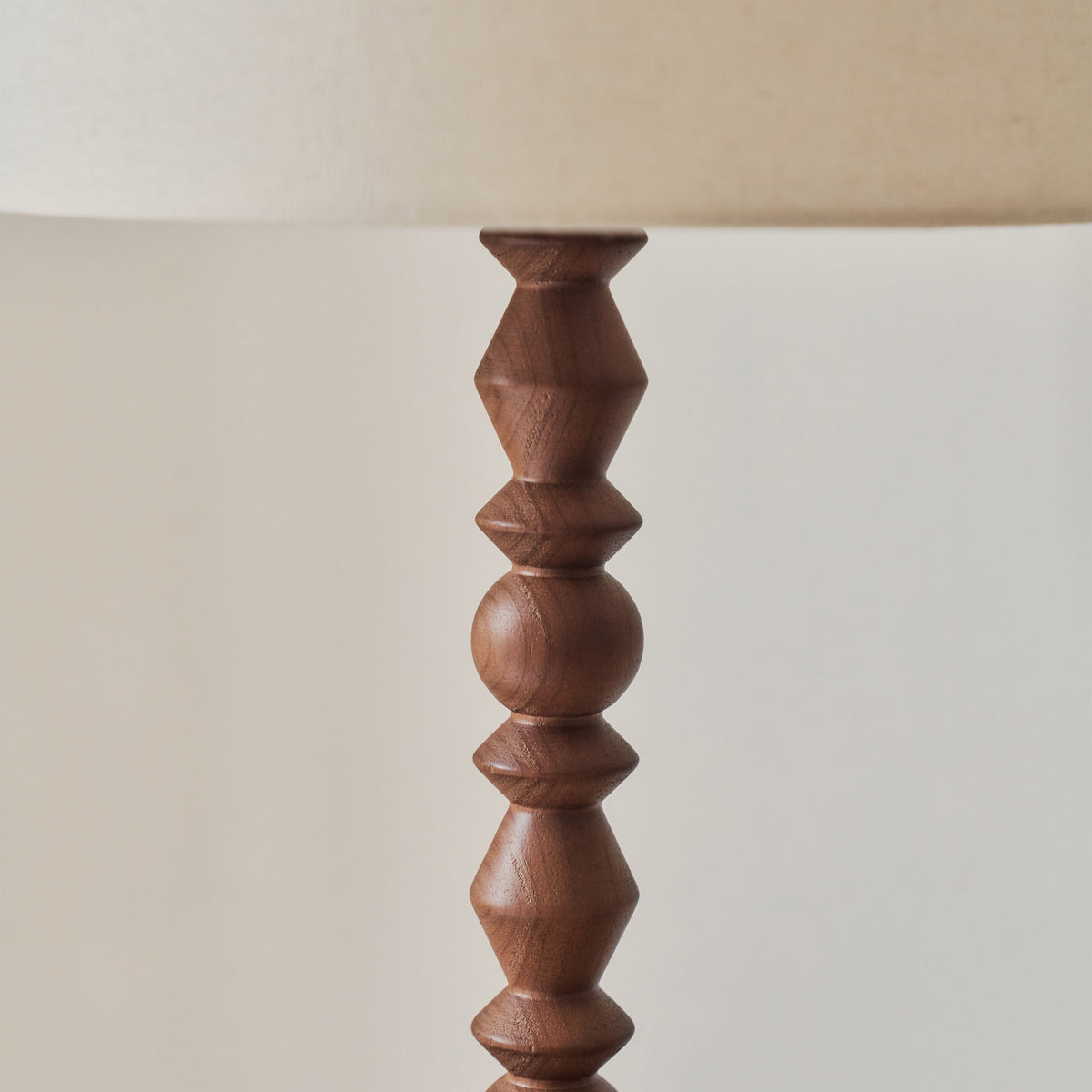 Ivy - Dark Wood Drum Shade Table Lamp