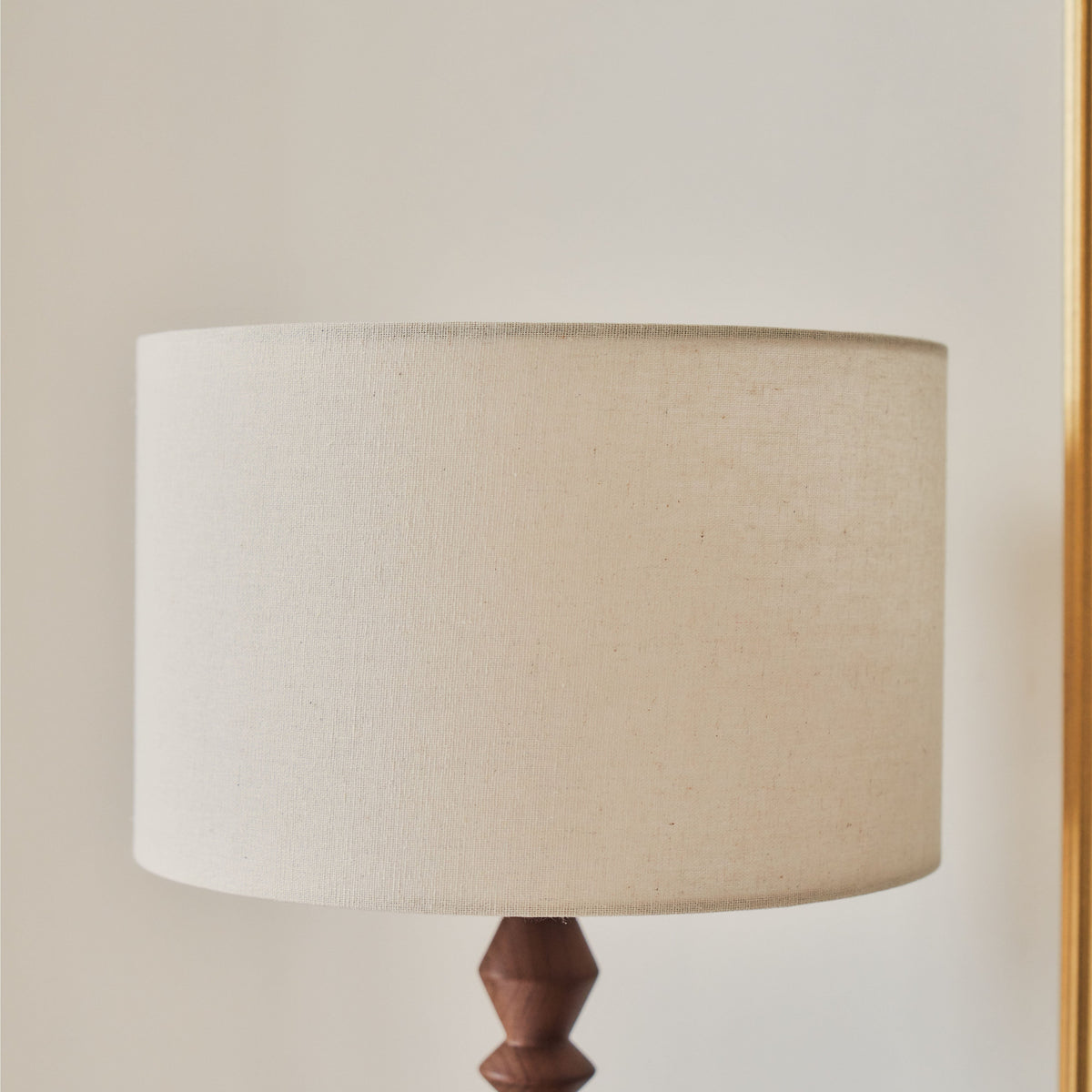 Ivy - Dark Wood Drum Shade Table Lamp
