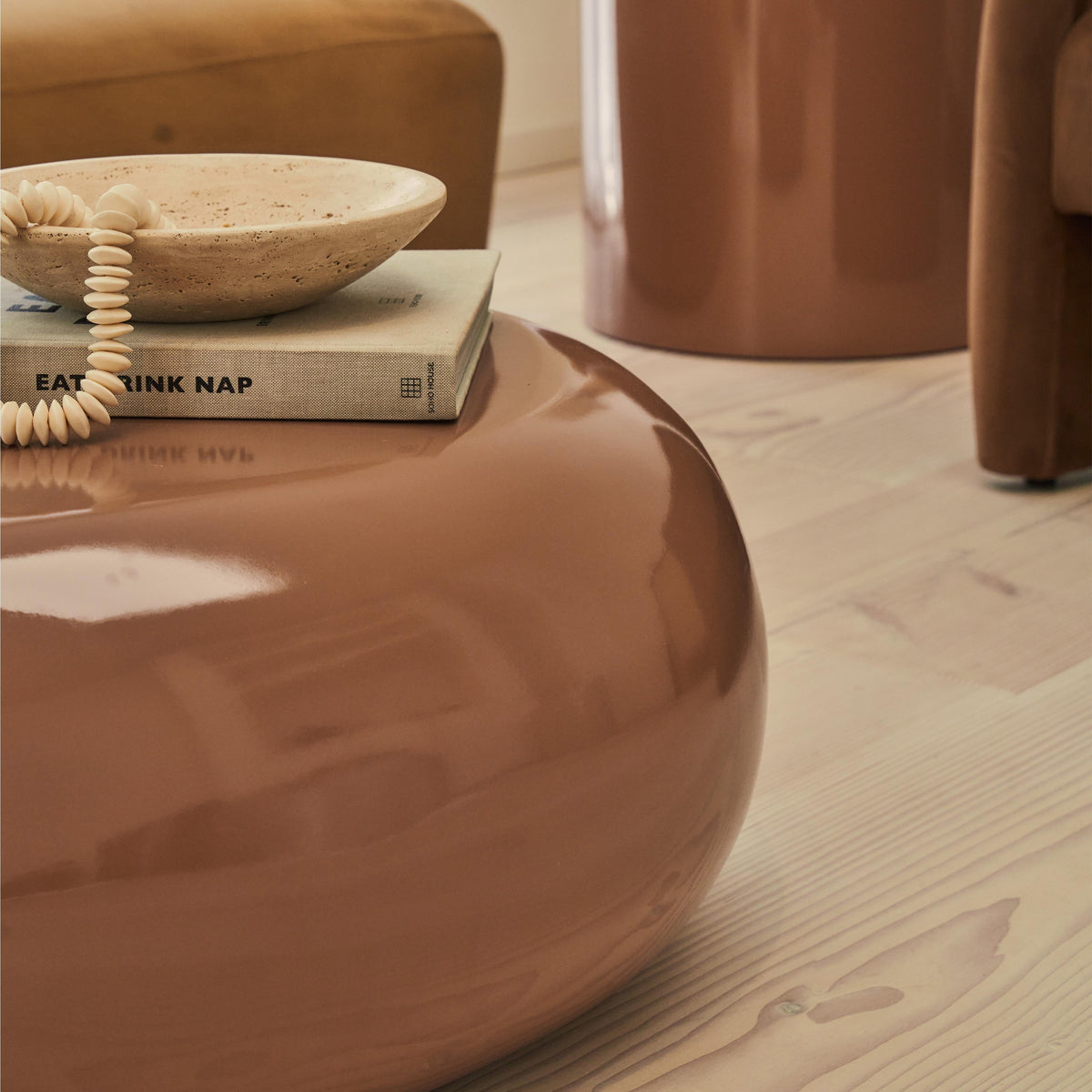 Rivington - High Gloss Mocha Large Pebble Coffee Table