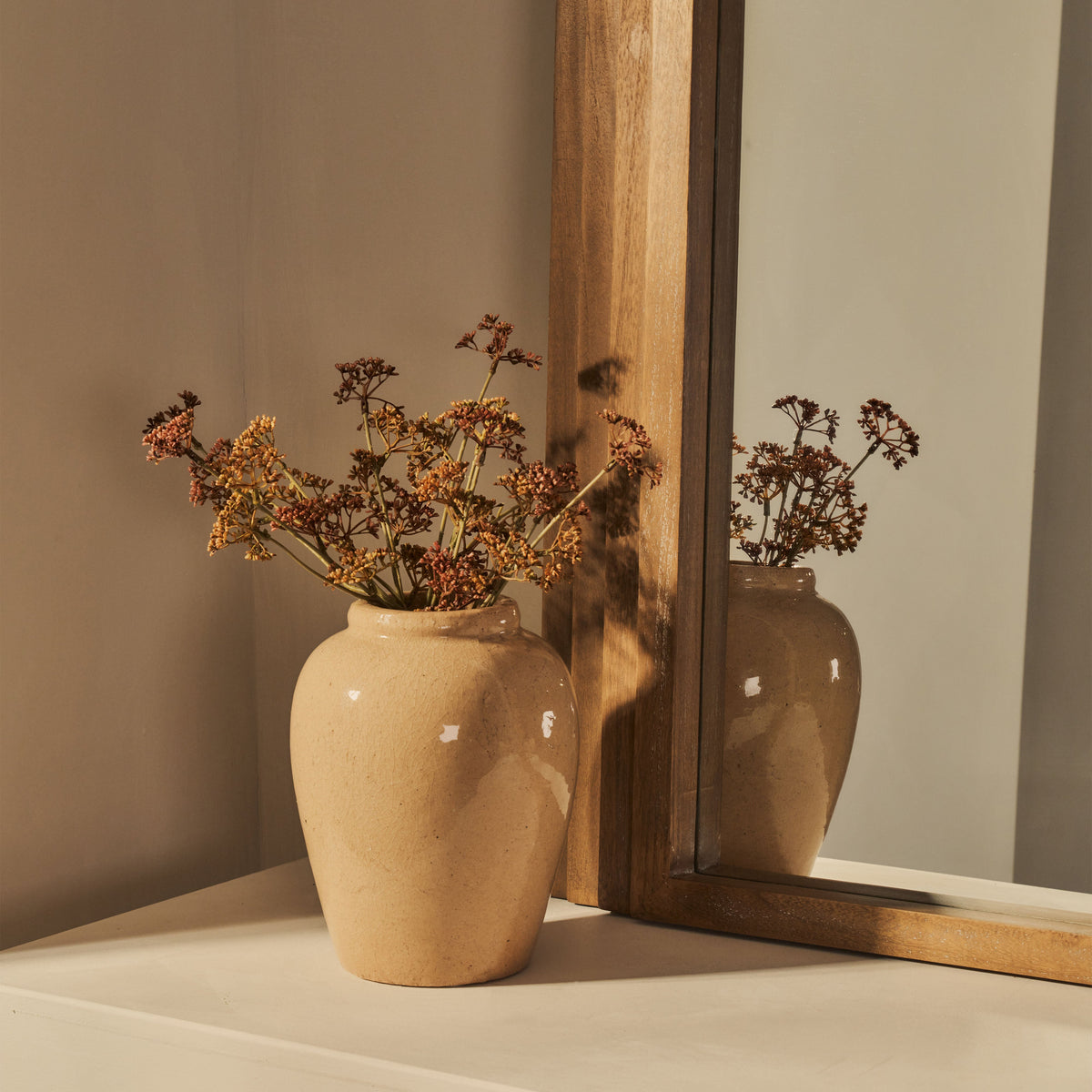 Luciana - Washed Wood Arched Overmantle Mirror 120cm x 100cm
