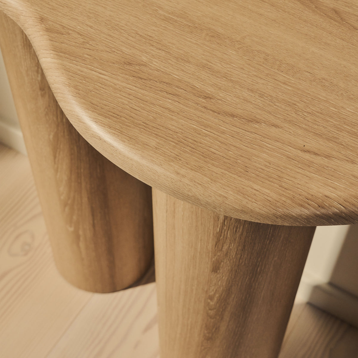 Savanna - Large Washed Wood Curved Wooden Console Table